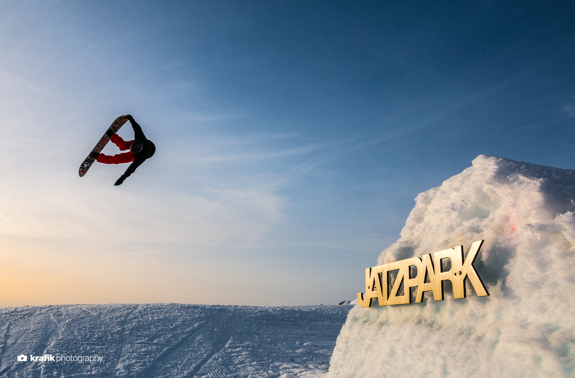 Snowboarder in the JatzPark - Skiresort Jakobshorn Davos Switzerland