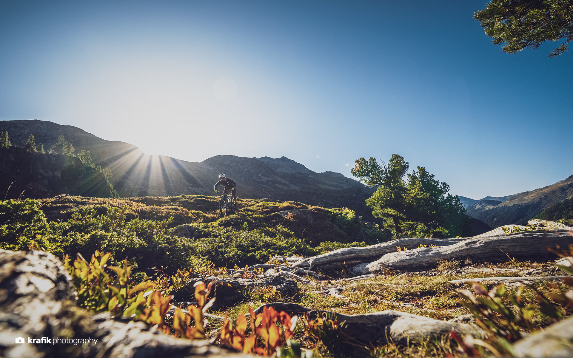 Mountainbiker Remo Brülhart -  Flüela valley Davos Switzerland