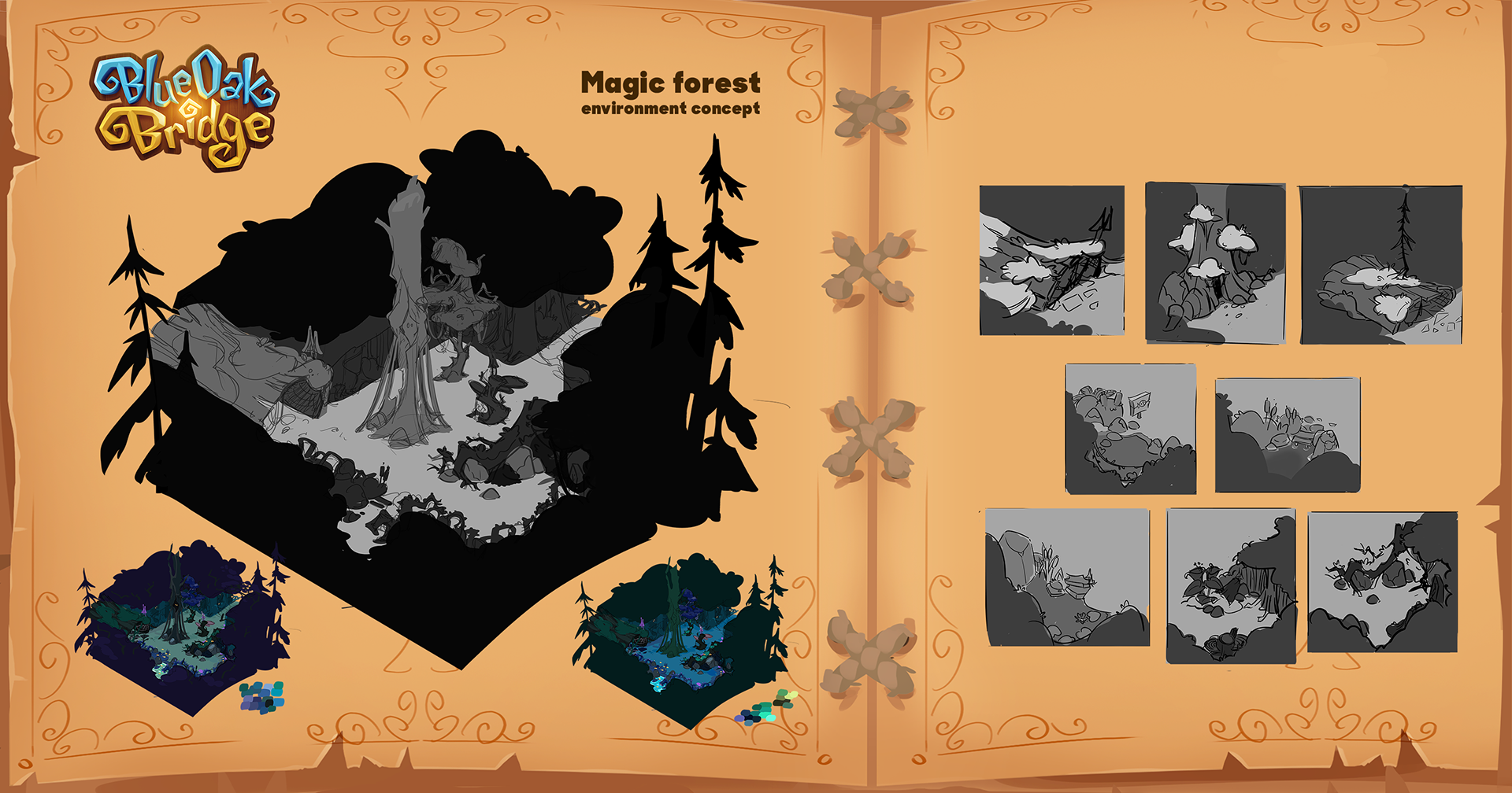 Environment concepts for PC farming game with fixed isometric camera angle