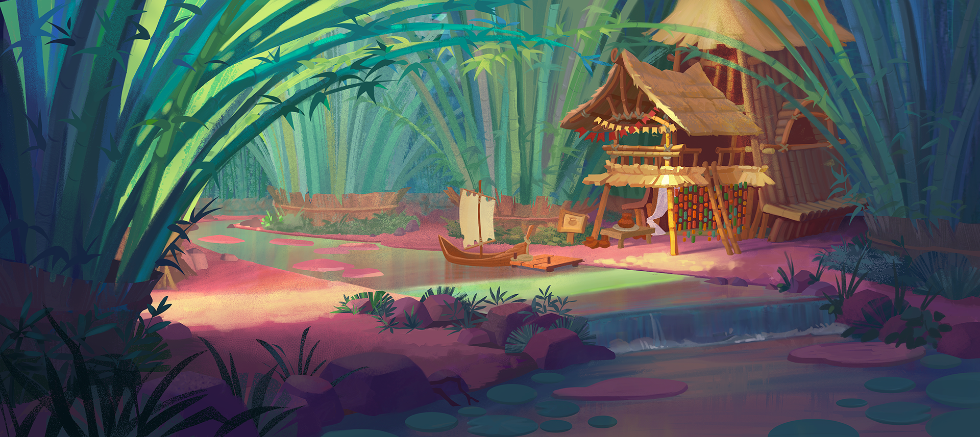 Personal illustration, Bamboo forest scene
