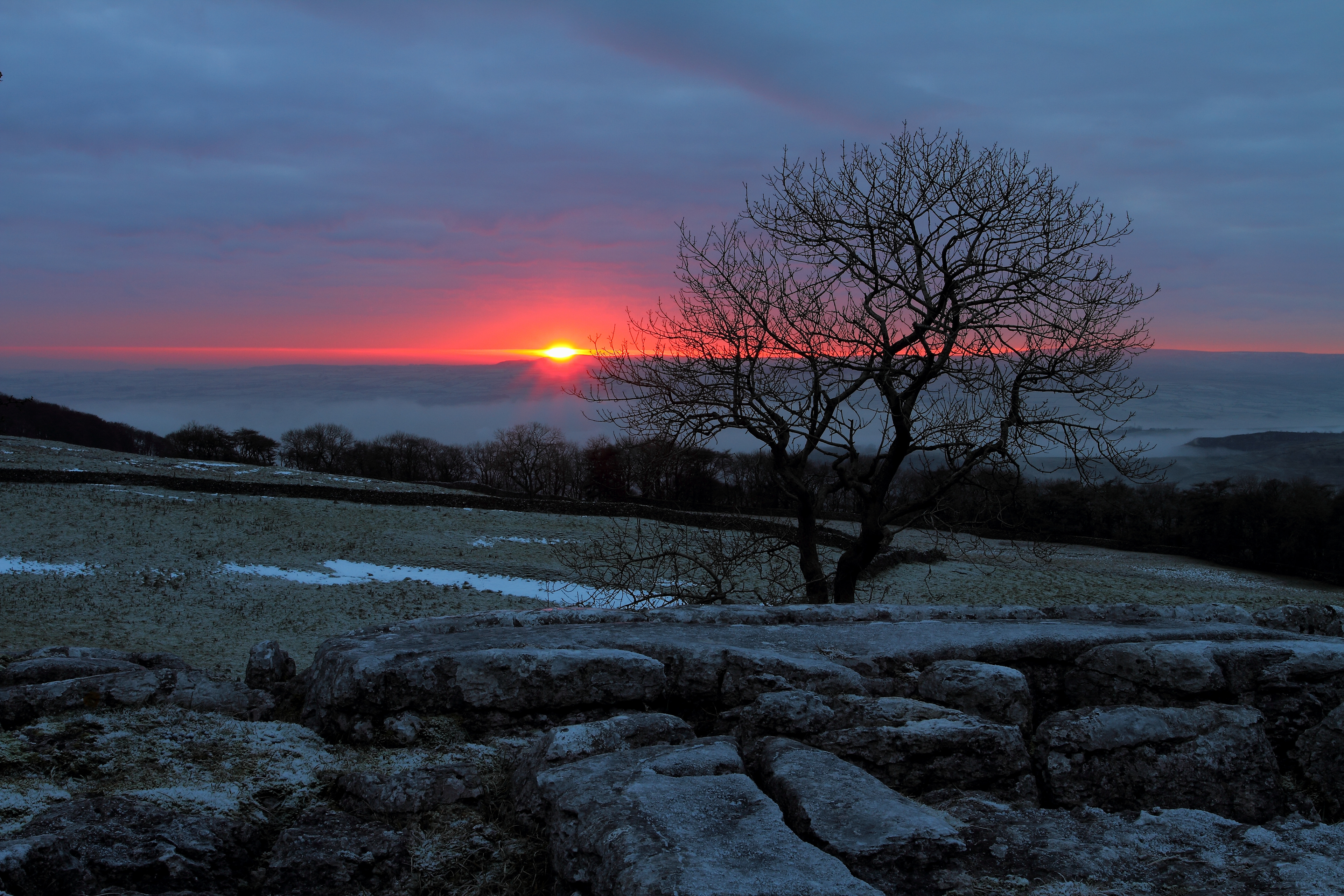 Winter Sunset at Winskill Stone