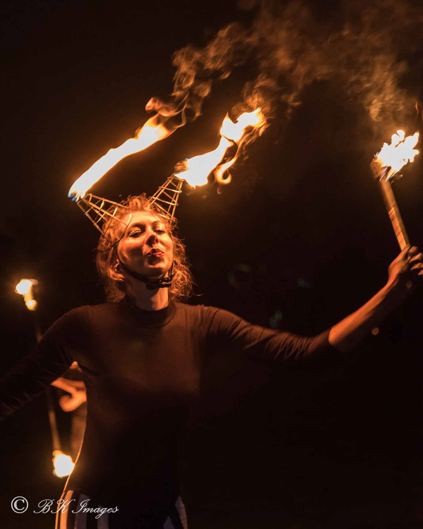Fire dancer at Lister's Lanterns event Lister Park, West Yorkshire