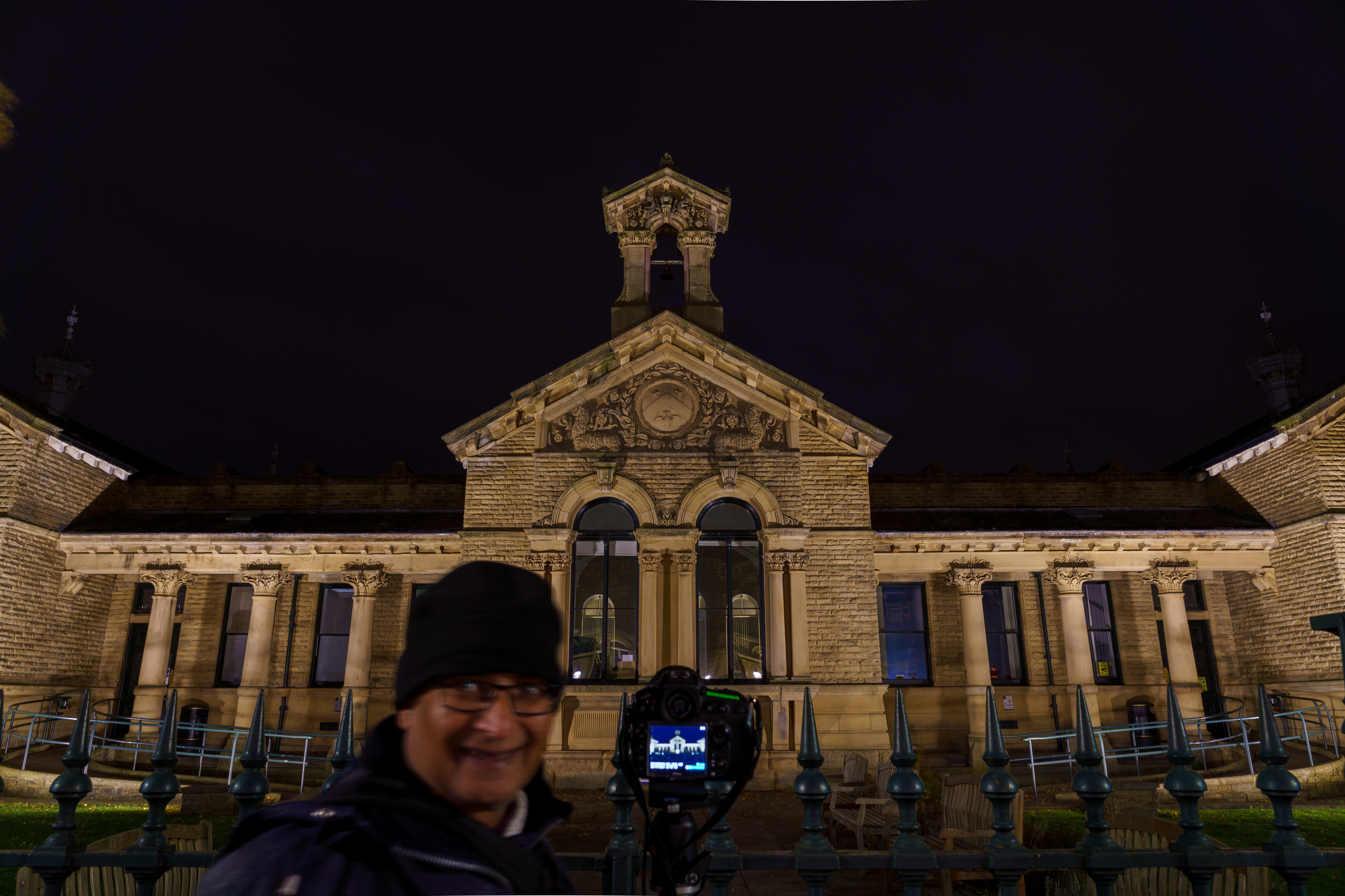 Member Rais Hassan Shows Camera View at a Night Shoot in Saltaire