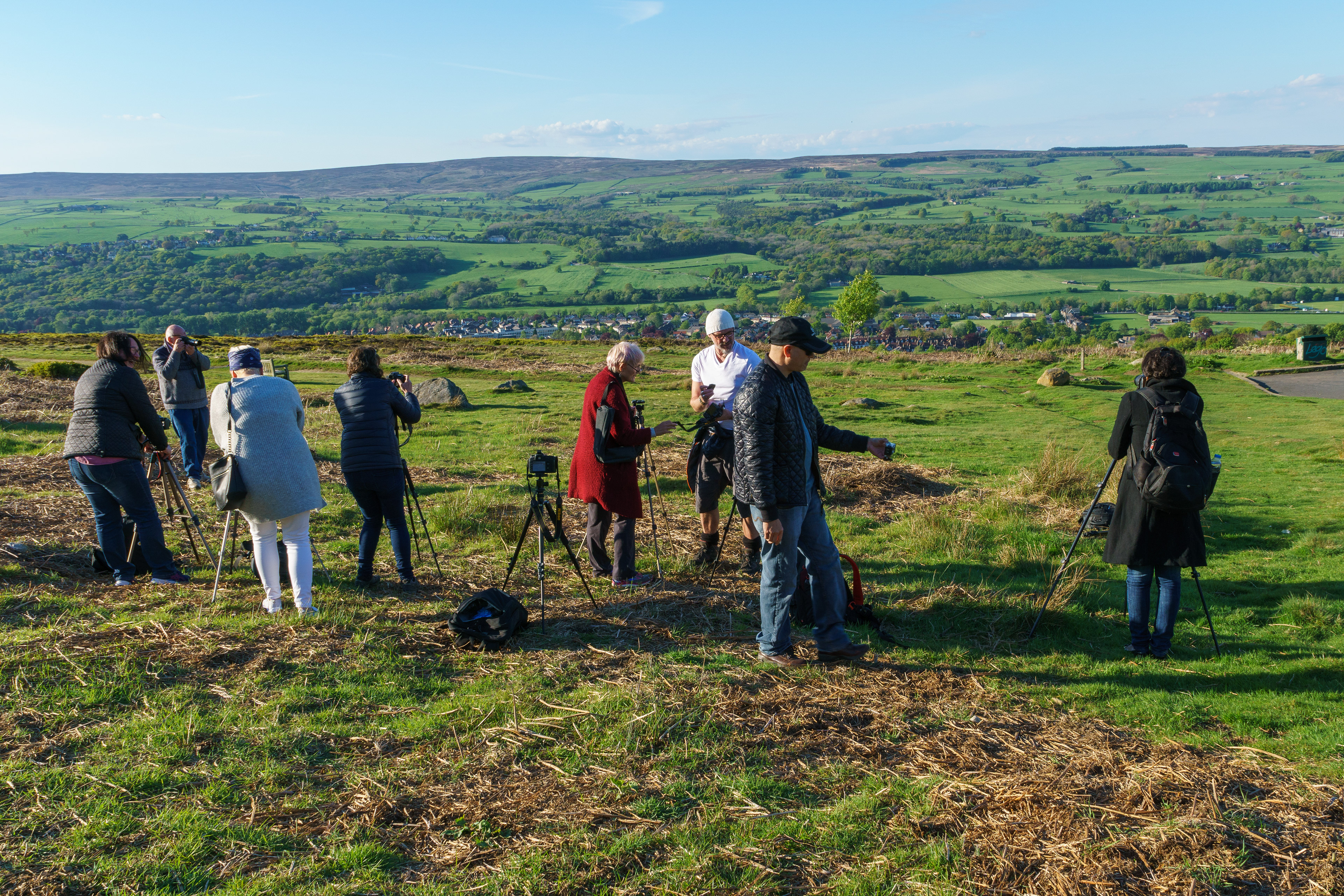 Members waiting for Sunset ay Cow and Calf, Ilkley Moor