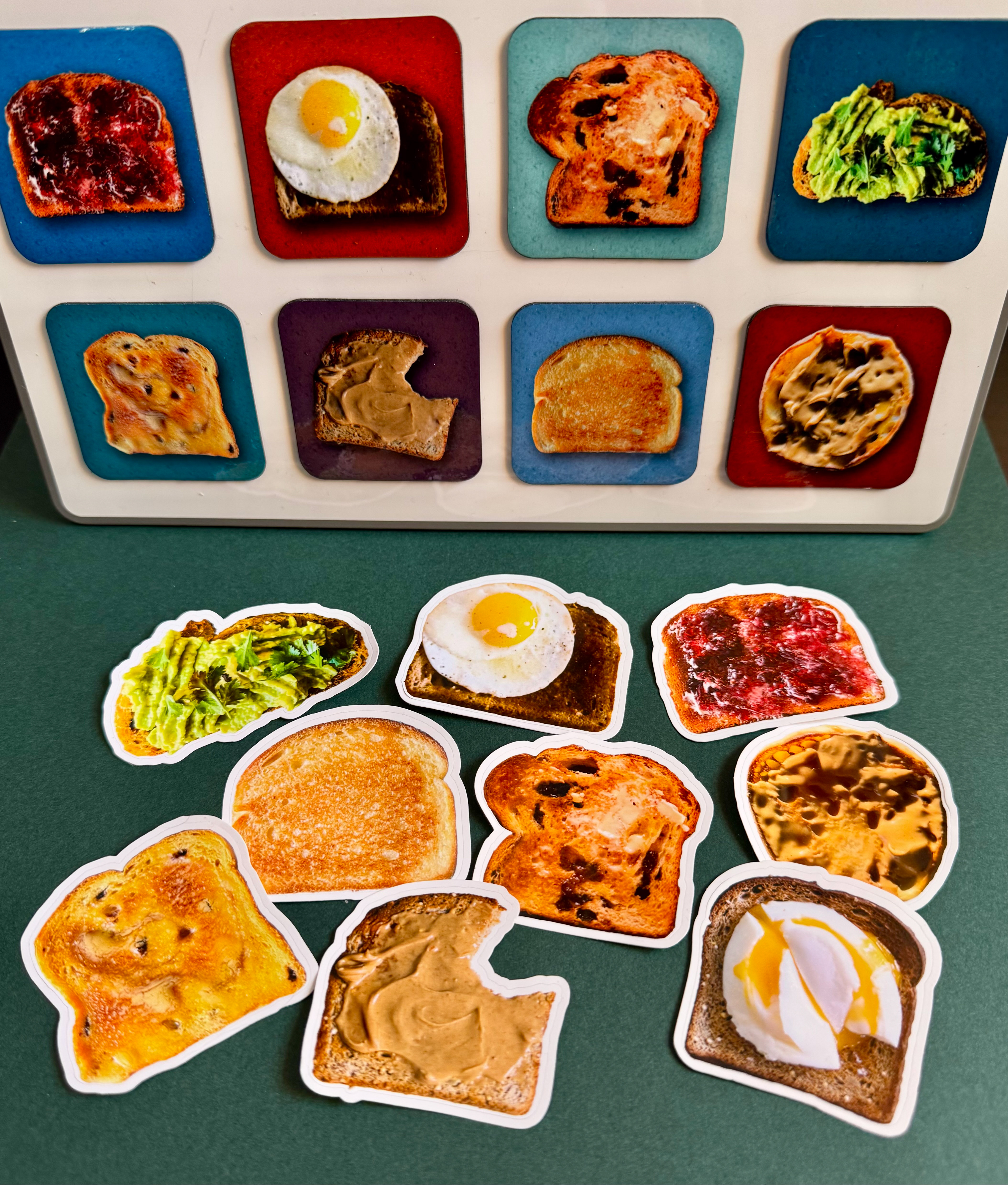 toast magnets and stickers