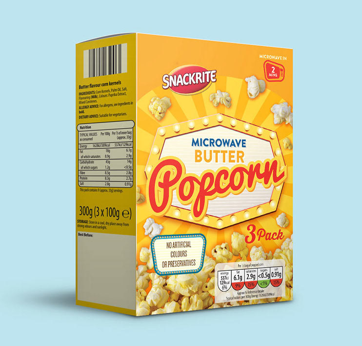 fmcg retail packaging design dublin waterford newry ireland eye catching shelf standout microwave popcorn