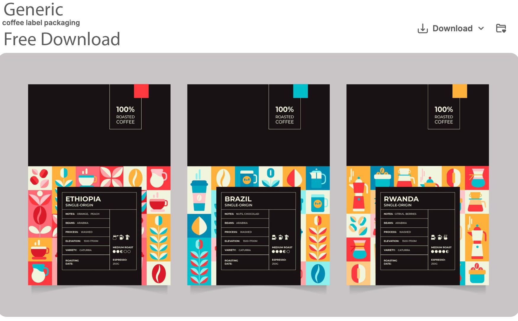 generic coffee bag templates online