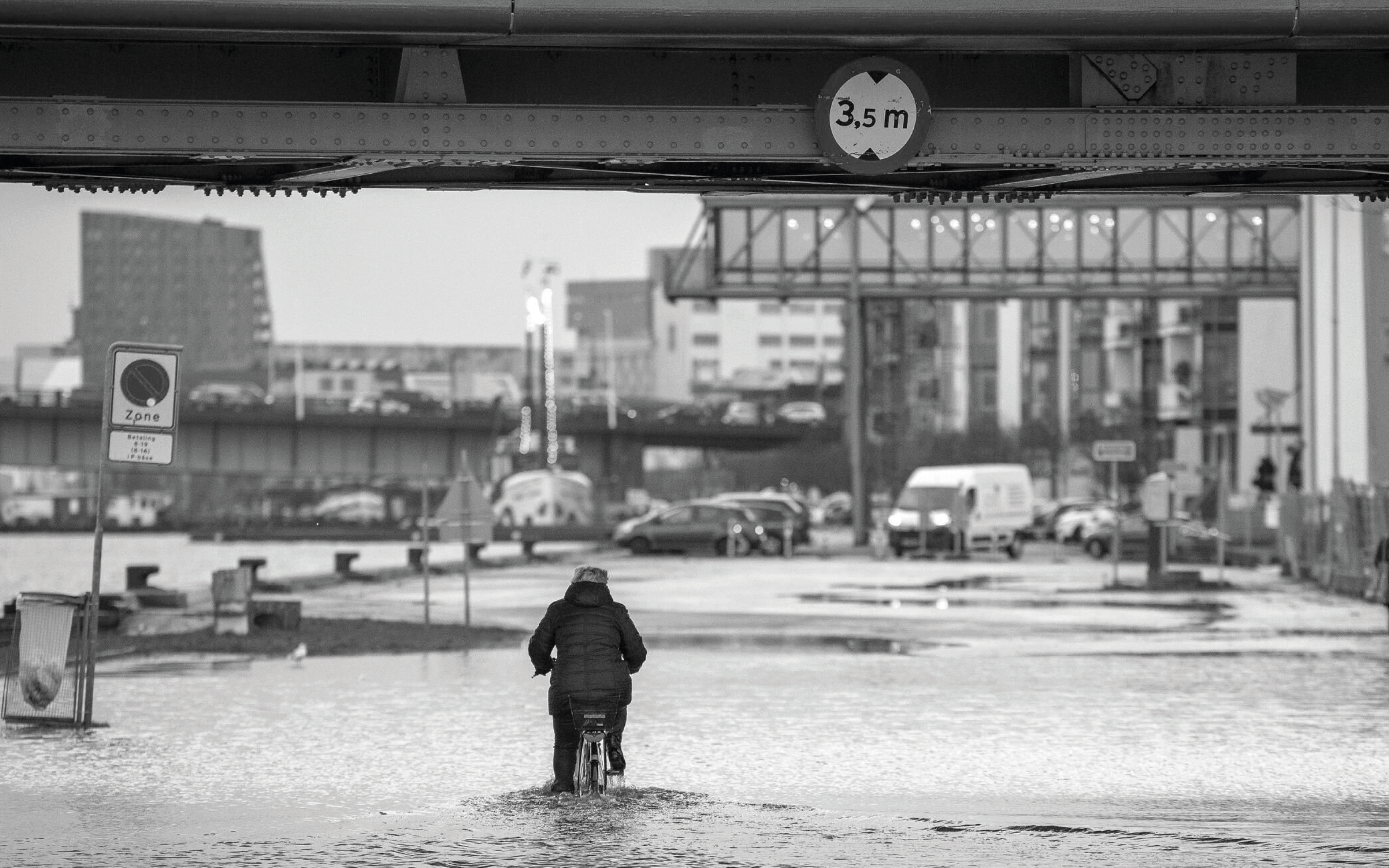Flooding under the cultural bridge, Aalborg Vestby