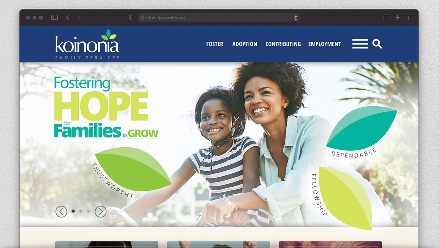 Webpage concept showing new logo design