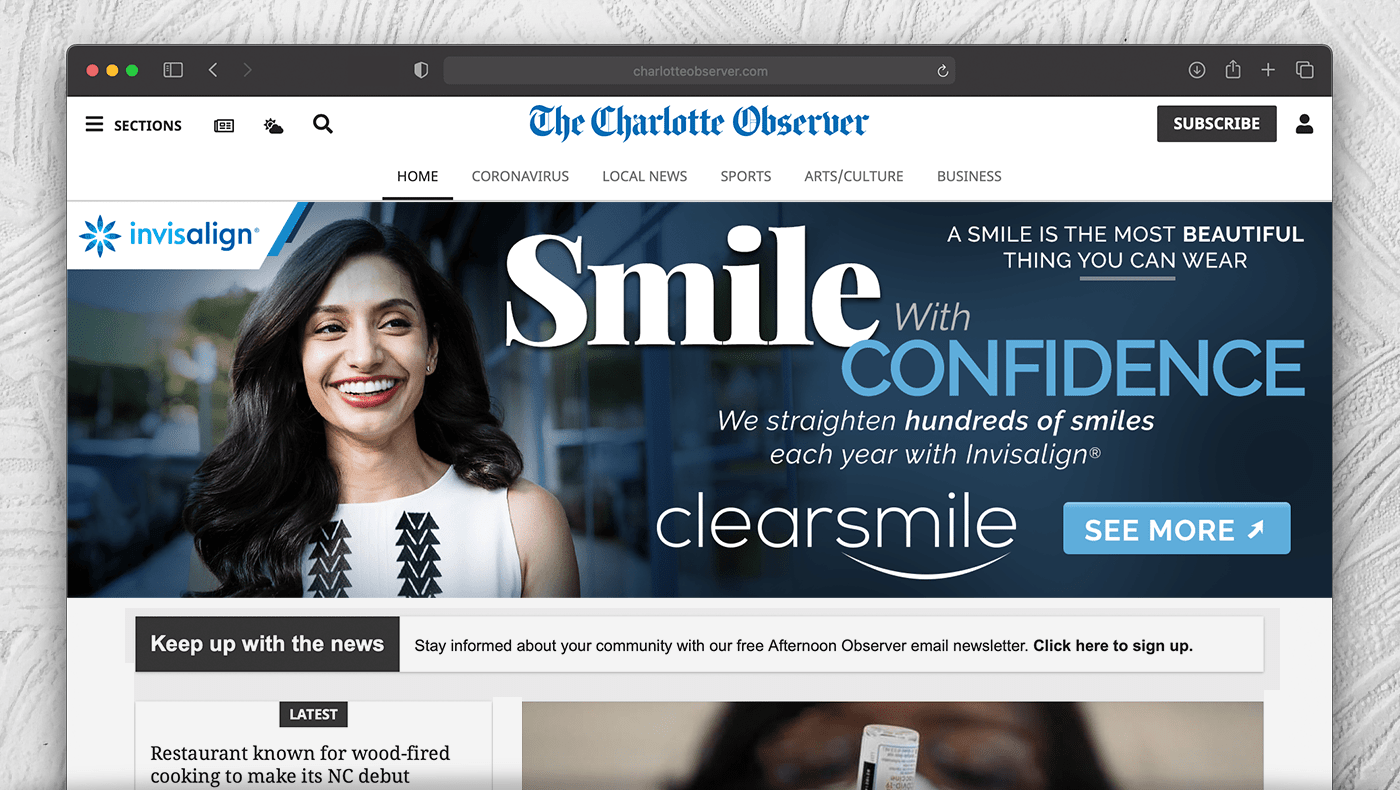 High impact, rich media ad unit targeted to a local-market news site