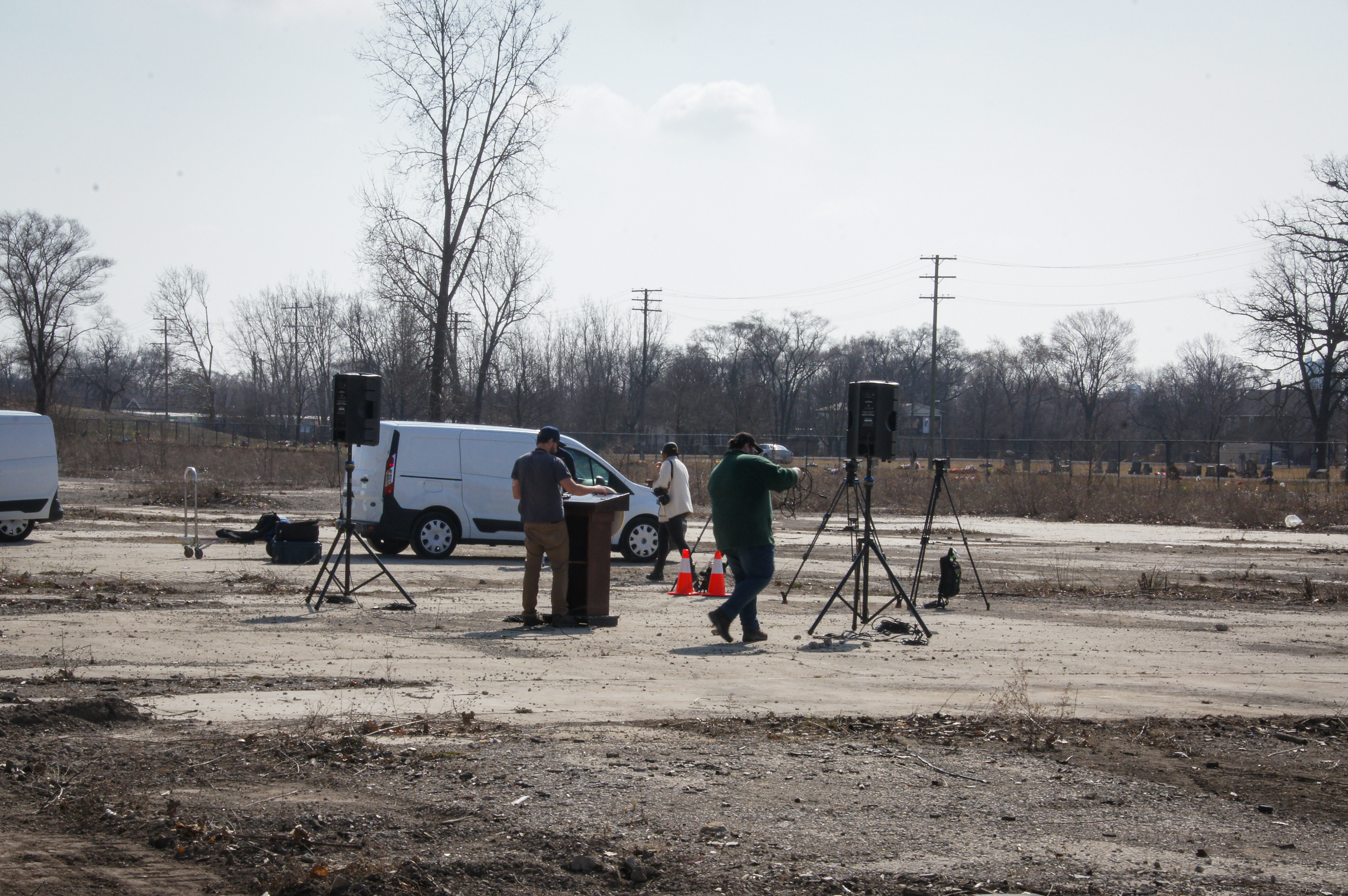 Setting up for Press conference.