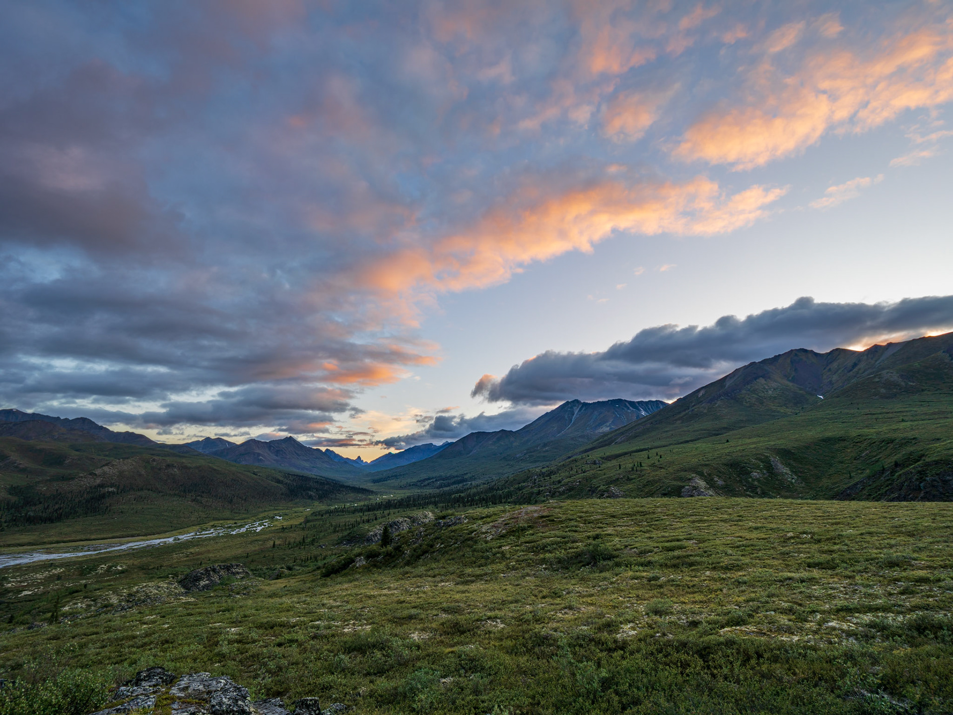 Beautiful view of the Tombstone mountains from the viewpoint.
