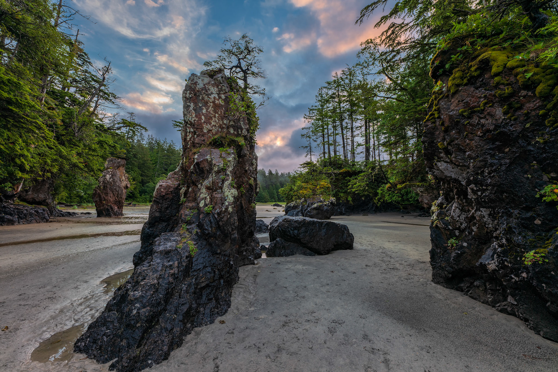 At low tide we walked amongst these sea stacks, an amazing place to explore, especially with kids.