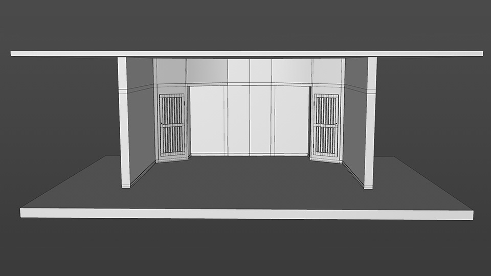 modeled set before texturing
