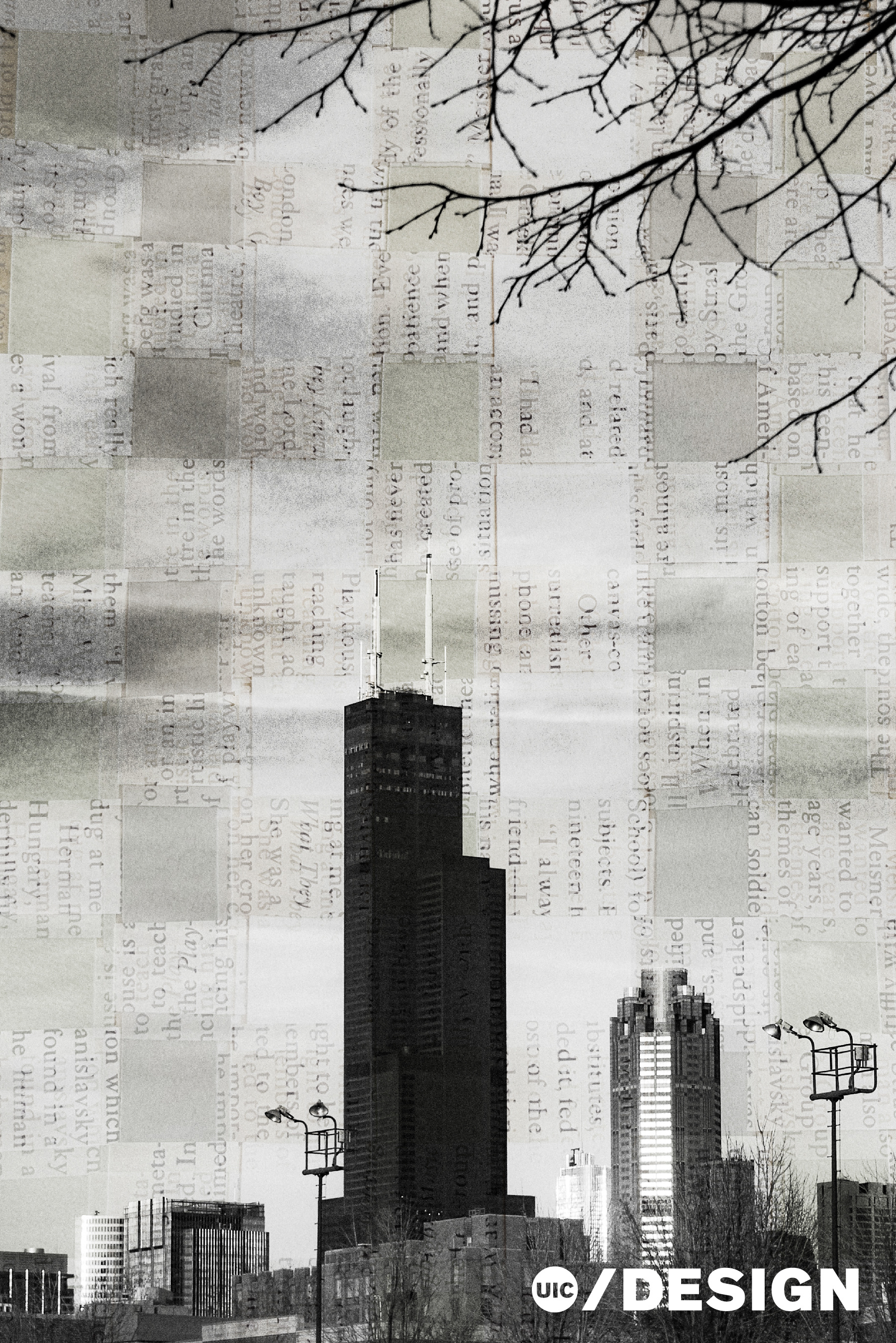 Chicago Winter Postcard (Black Skyline)