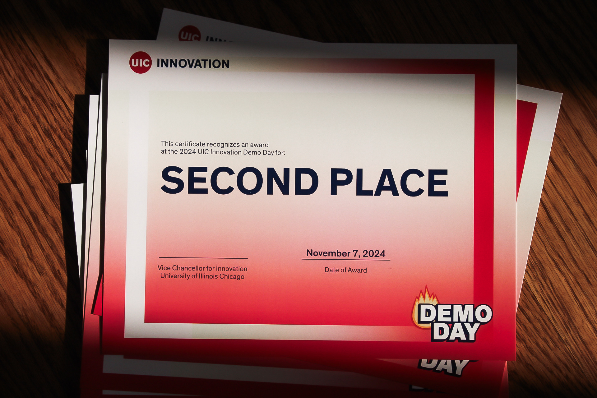 Second Place Award Certificate