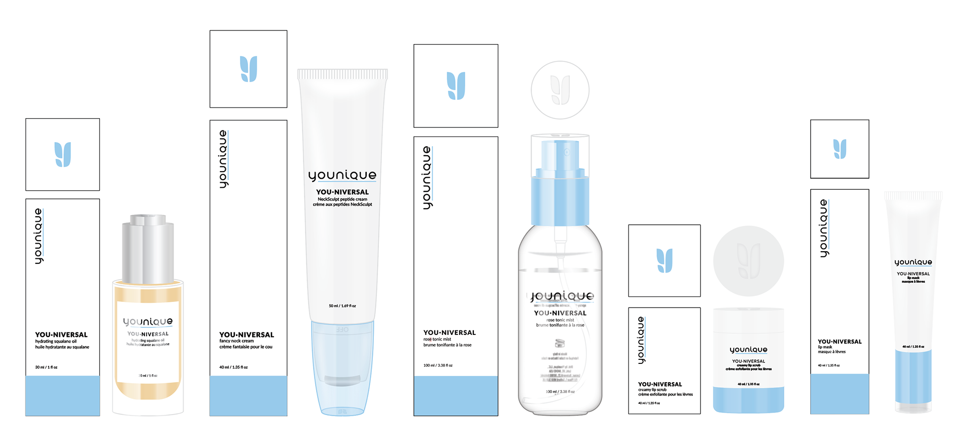 A series of skincare packaging mockups