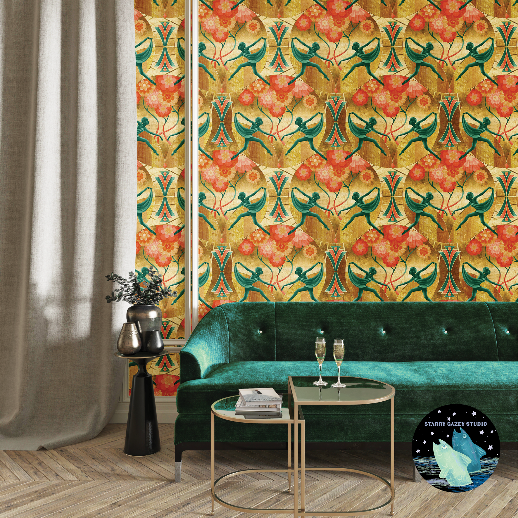 Art Deco Dancers Wallpaper: https://www.spoonflower.com/en/wallpaper/19368420-art-deco-dancers-by-starry_gazey_studio