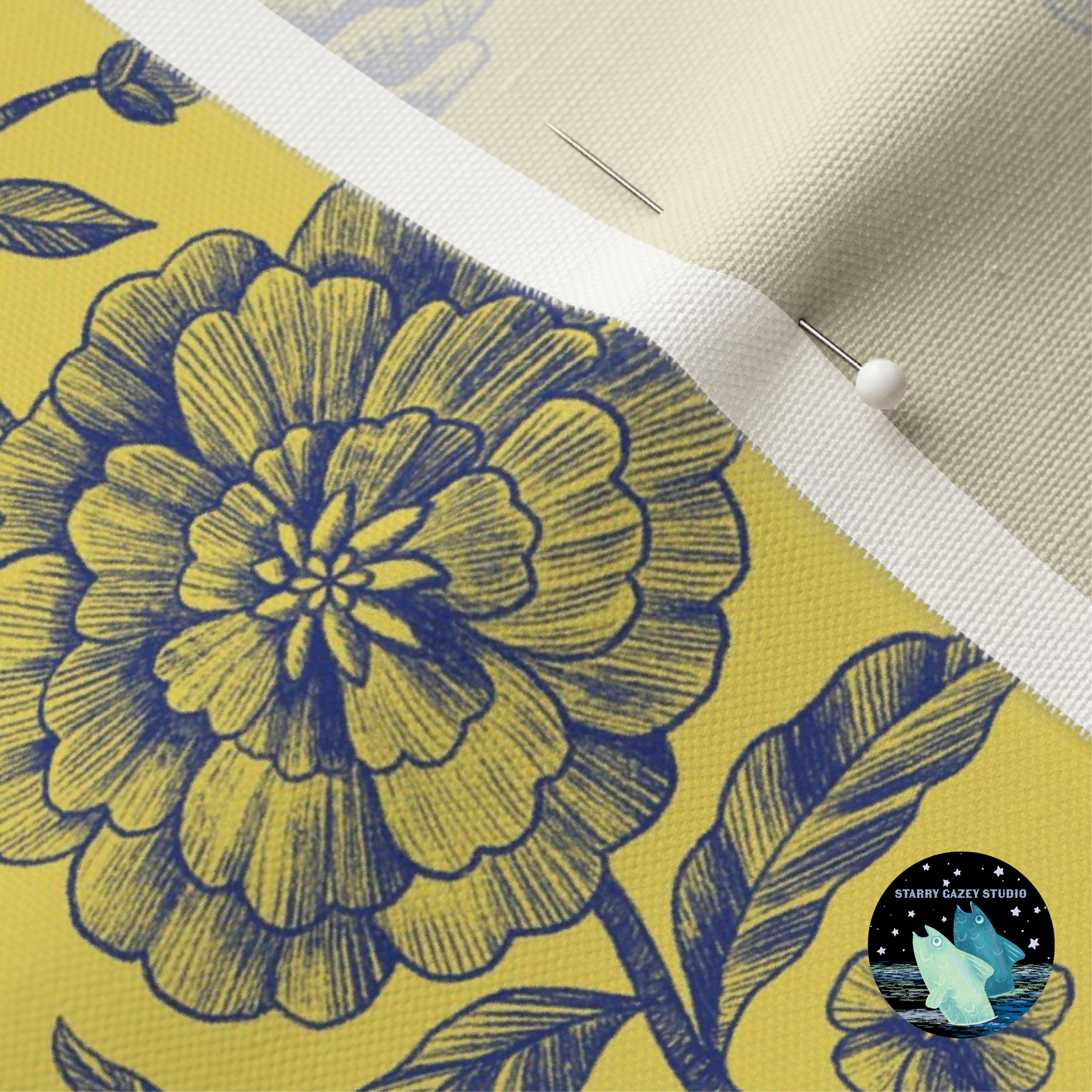 Blue on yellow  https://www.spoonflower.com/artists/designs/20847288