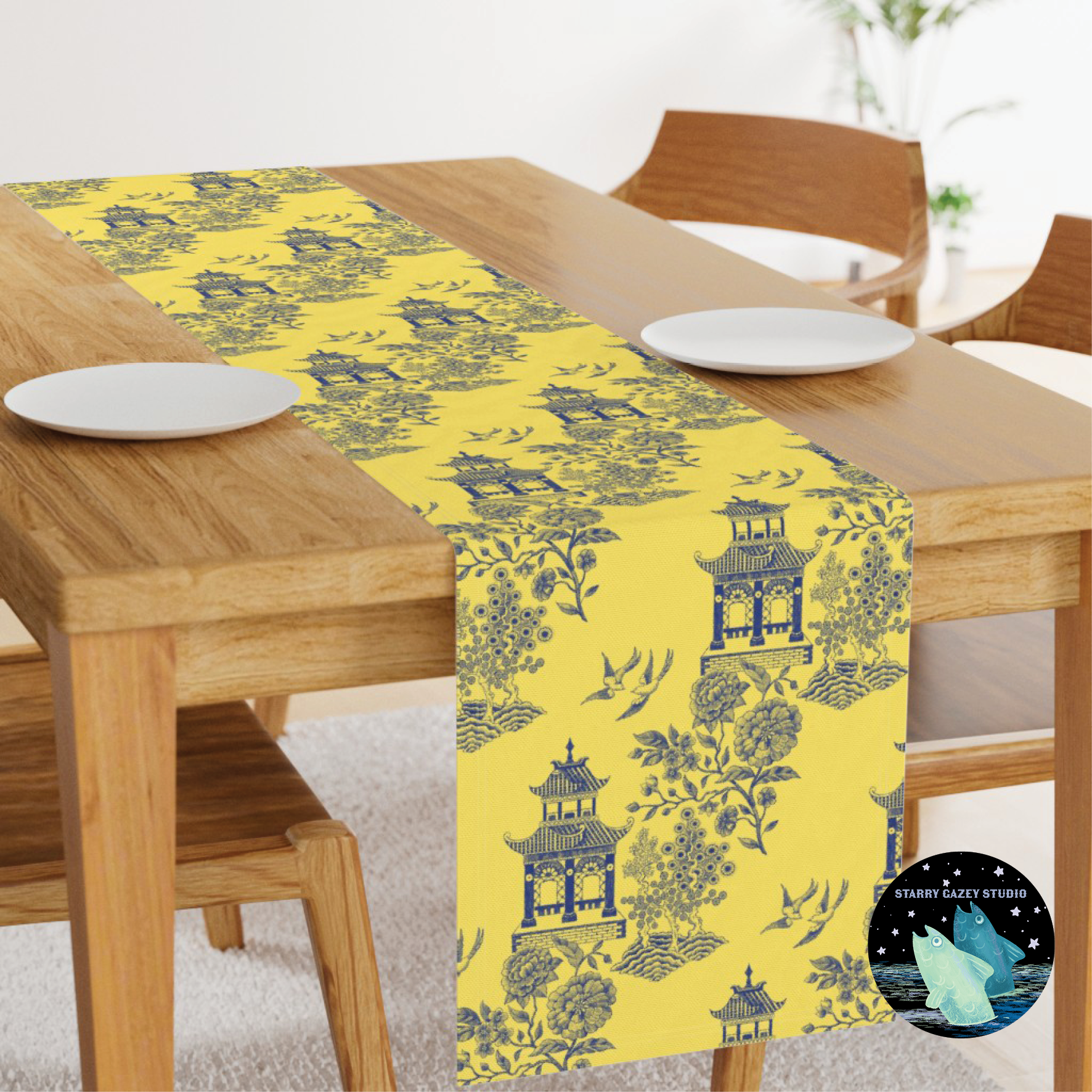 Blue on yellow Fabric: https://www.spoonflower.com/en/fabric/20847288-oriente-modern-blue-on-yellow-by-starry_gazey_studio