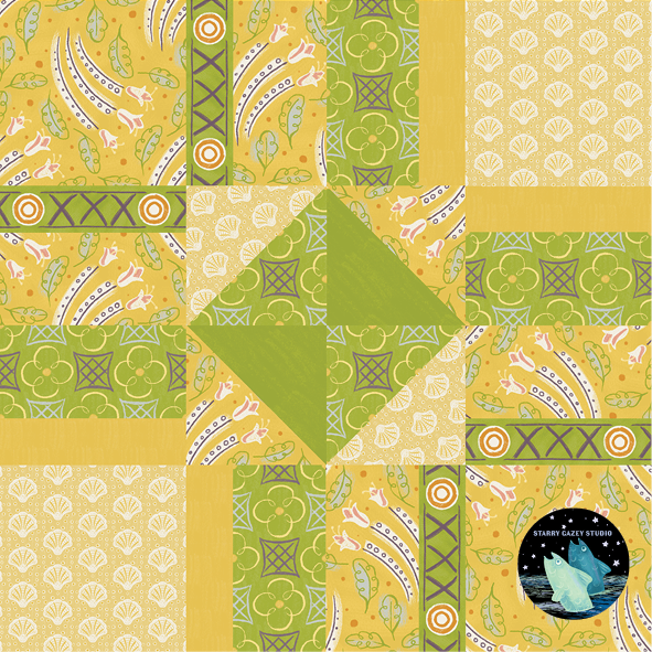 Yellow and Green Cheater Quilt fabric https://www.spoonflower.com/en/fabric/22075024