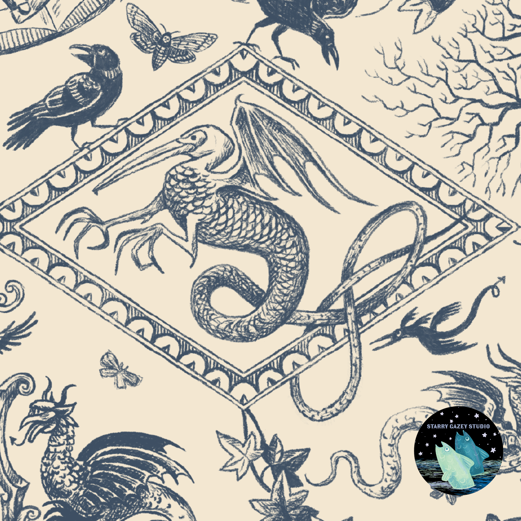 Twilight Blue Wallpaper: https://www.spoonflower.com/en/wallpaper/19478498-dejeuner-de-la-doom-twilight-blue-by-starry_gazey_studio