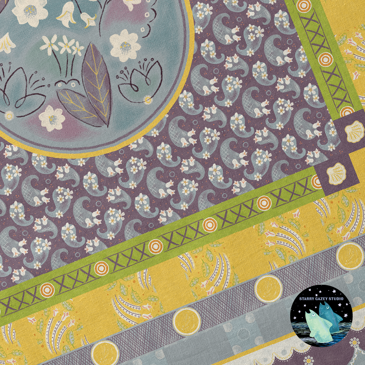 Large areas for freestyle quilting