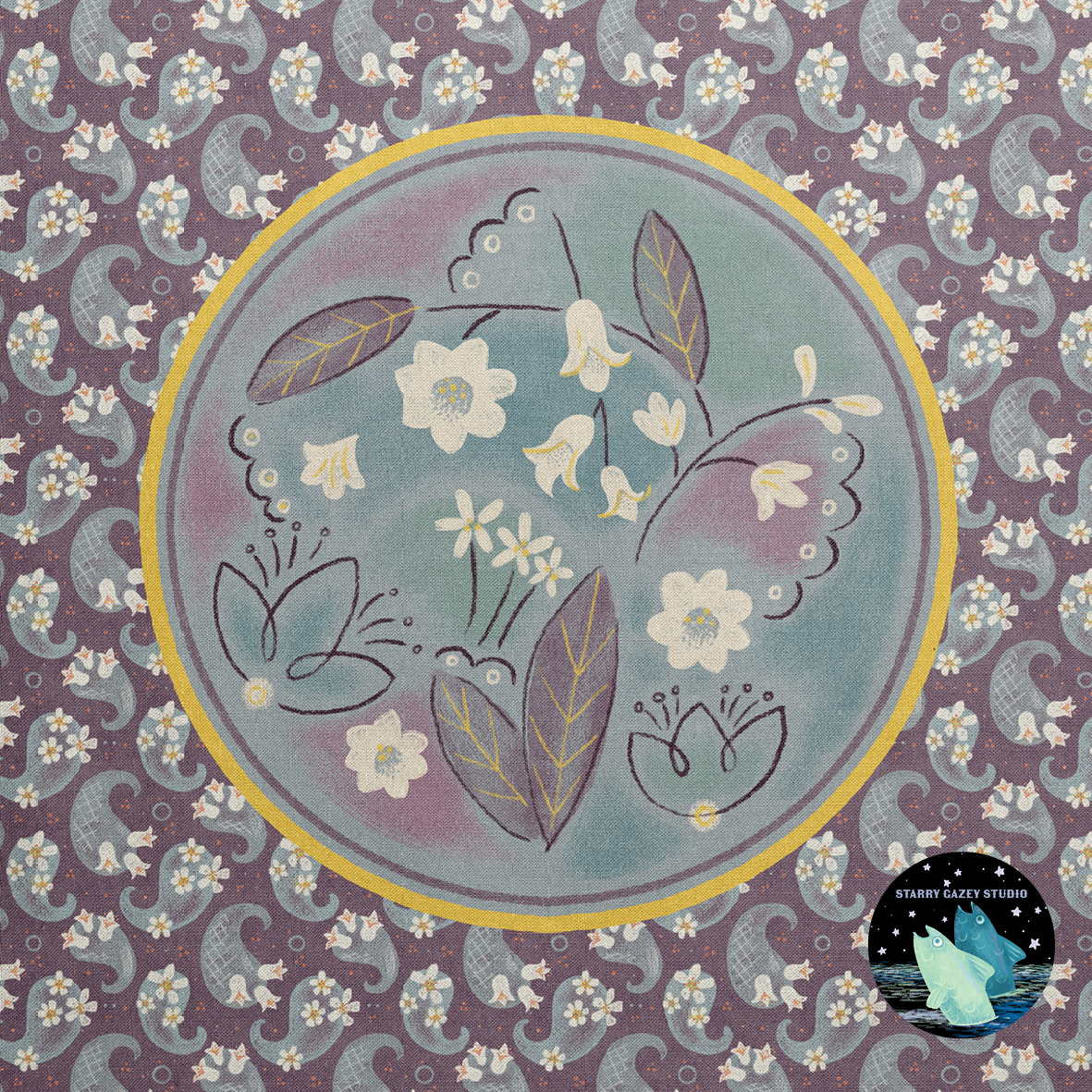 A central design to trace in quilting or embroidery