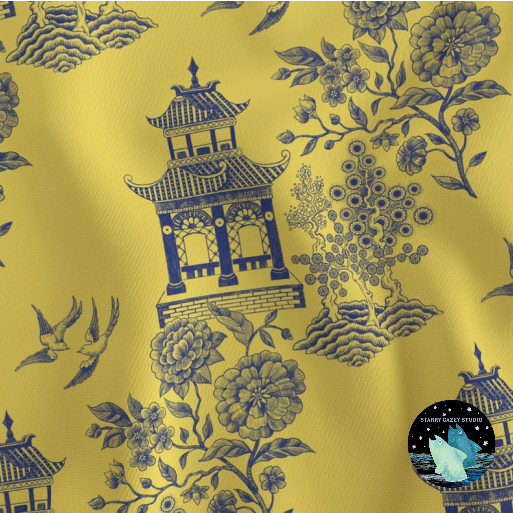 Blue on yellow  https://www.spoonflower.com/artists/designs/20847288