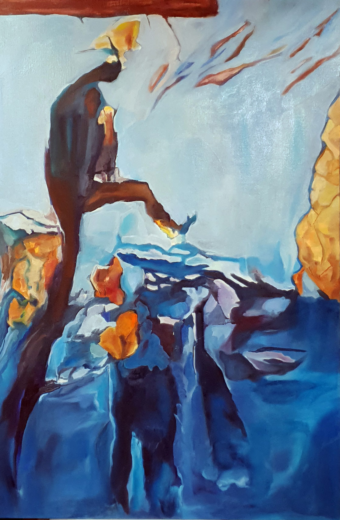 DANS LA GRANGE Taille de la toile : 80x120 cm Peinture à l’huile sur toile