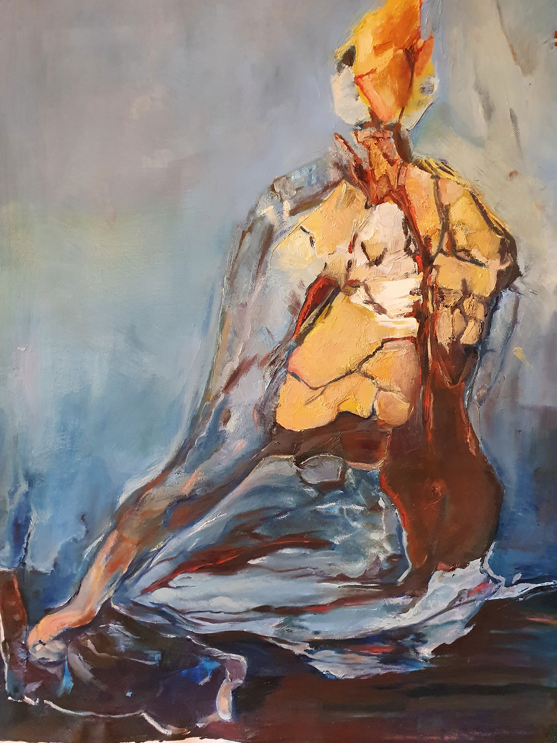 ASSISE TOUTE DECOMPOSEE Taille de la toile : 48x60 cm Peinture à l’huile sur toile