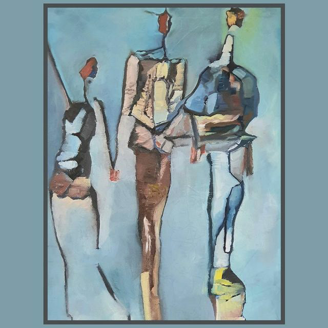 PTI-TRIO GAN Taille de la toile : 40x67 cm , peinture à l'huile