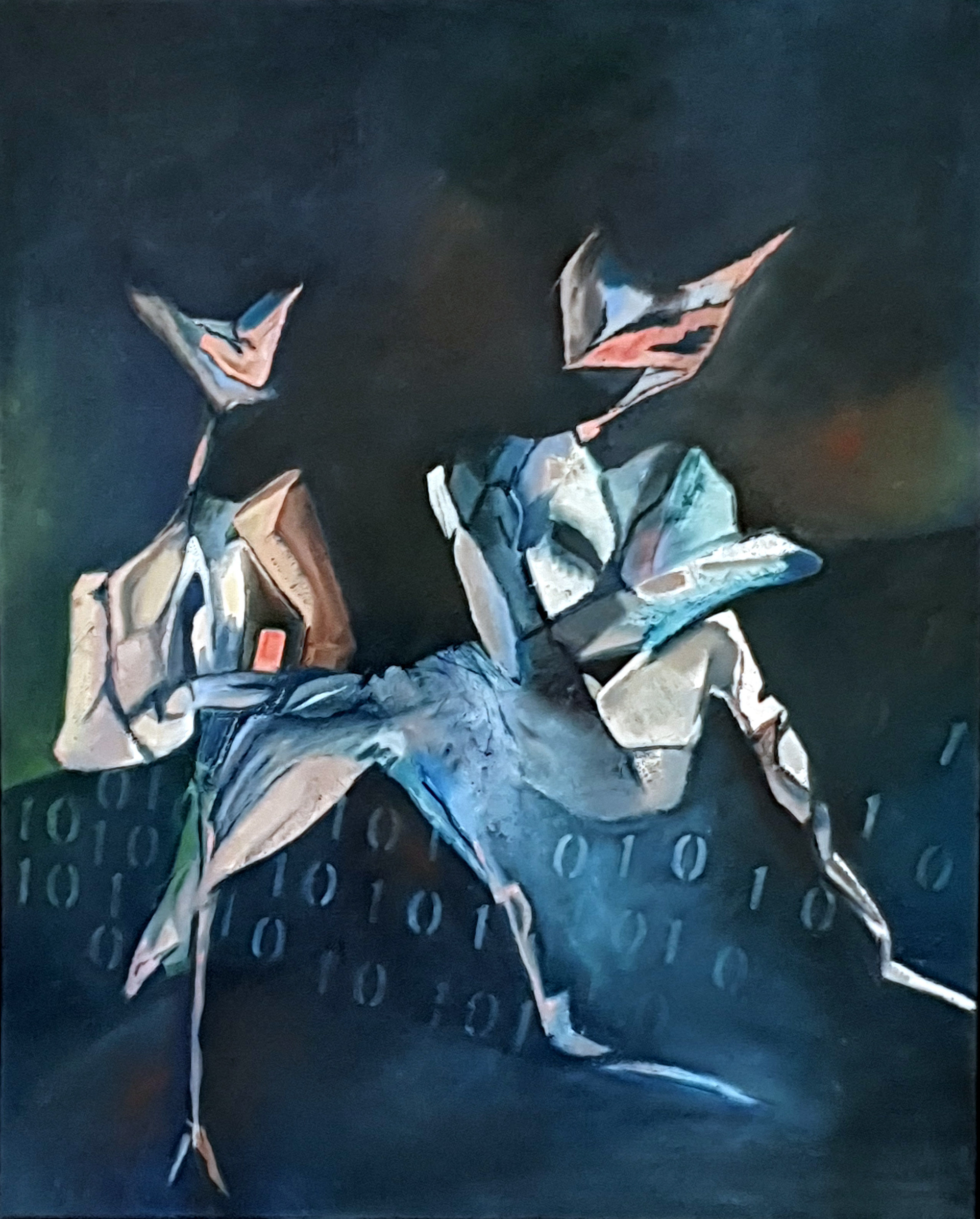 GAN TALKING - Taille de la toile : 65x78 cm - Peinture à l’huile sur toile