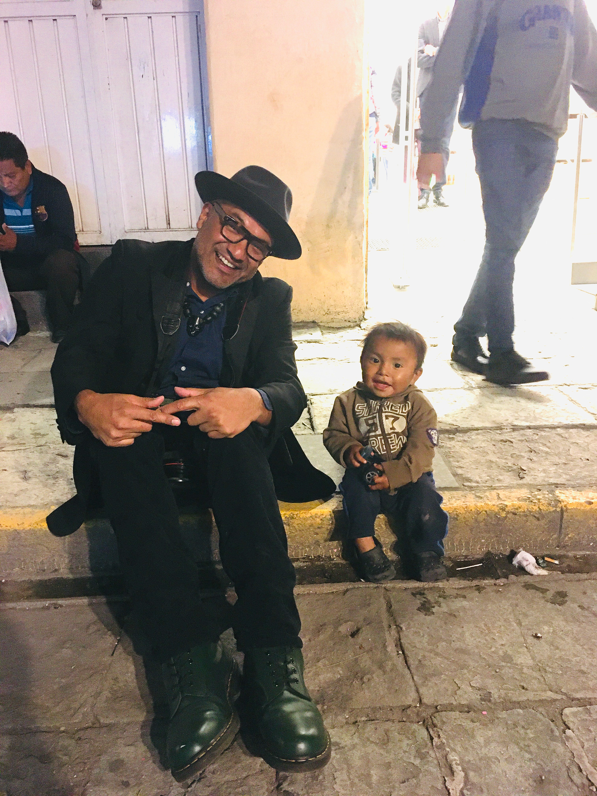 Juan Escobedo and Estevan hanging out at Andador de Macedonia Alcala.