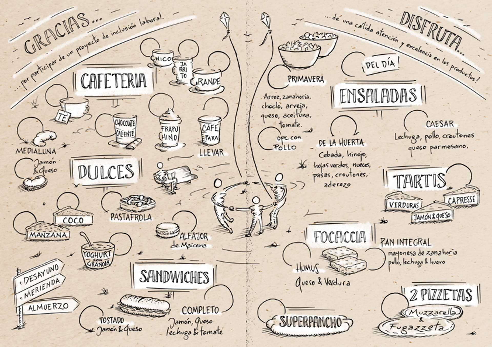 Café Positivo // Menú ilustrado (interior)