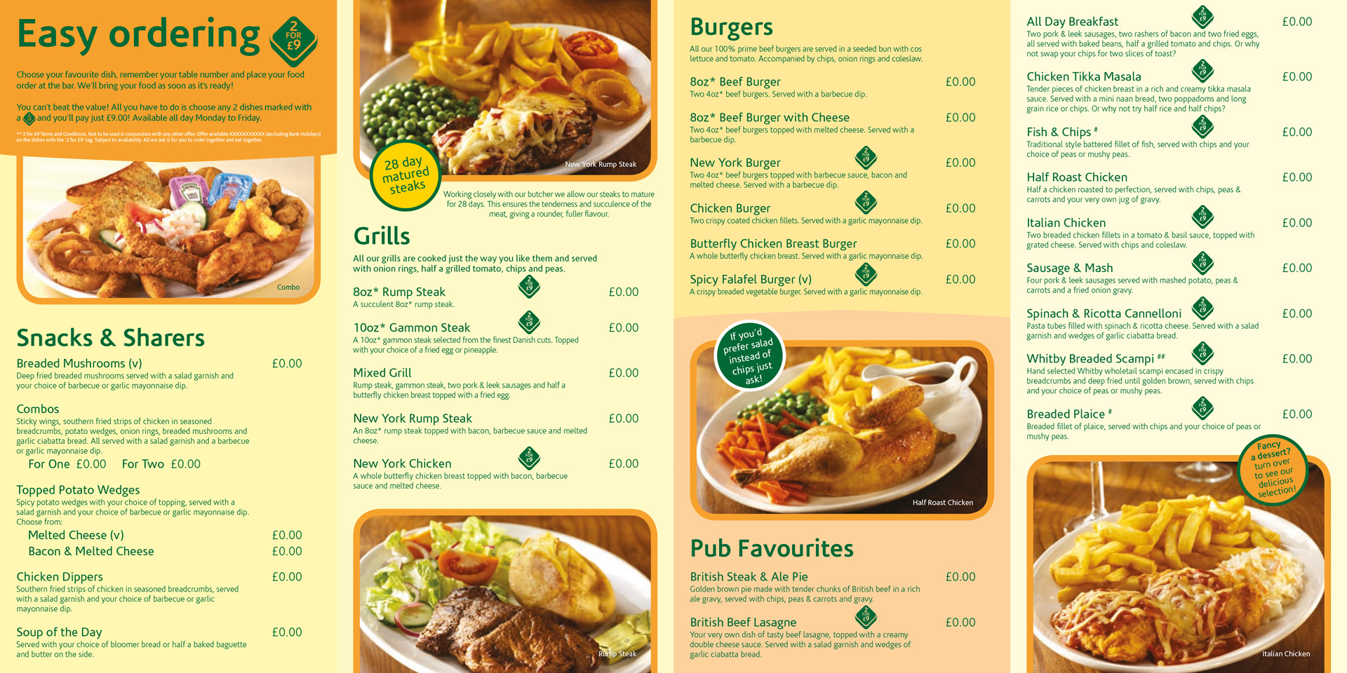 Spirit Group | Pub menu | Artwork
