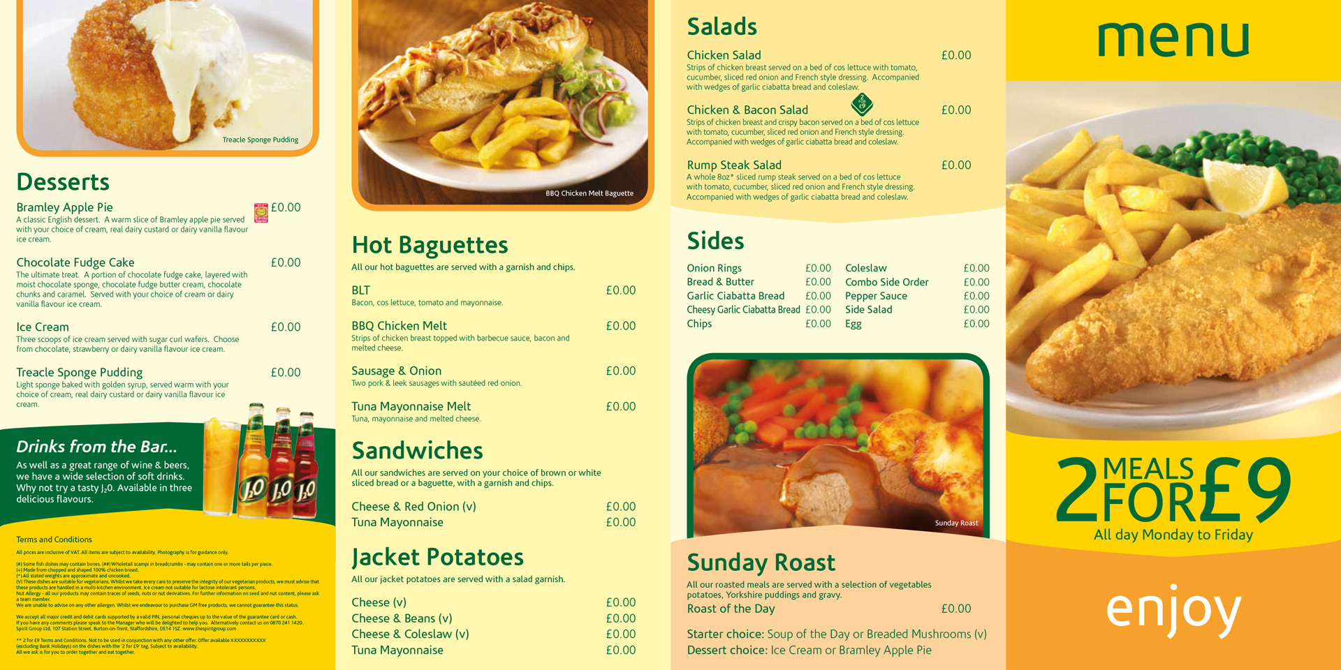 Spirit Group | Pub menu | Artwork