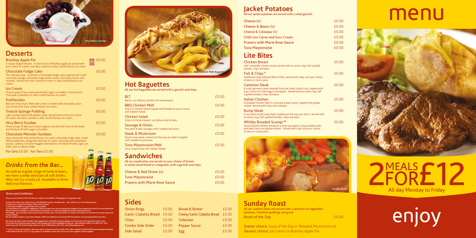 Spirit Group | Pub menu | Artwork