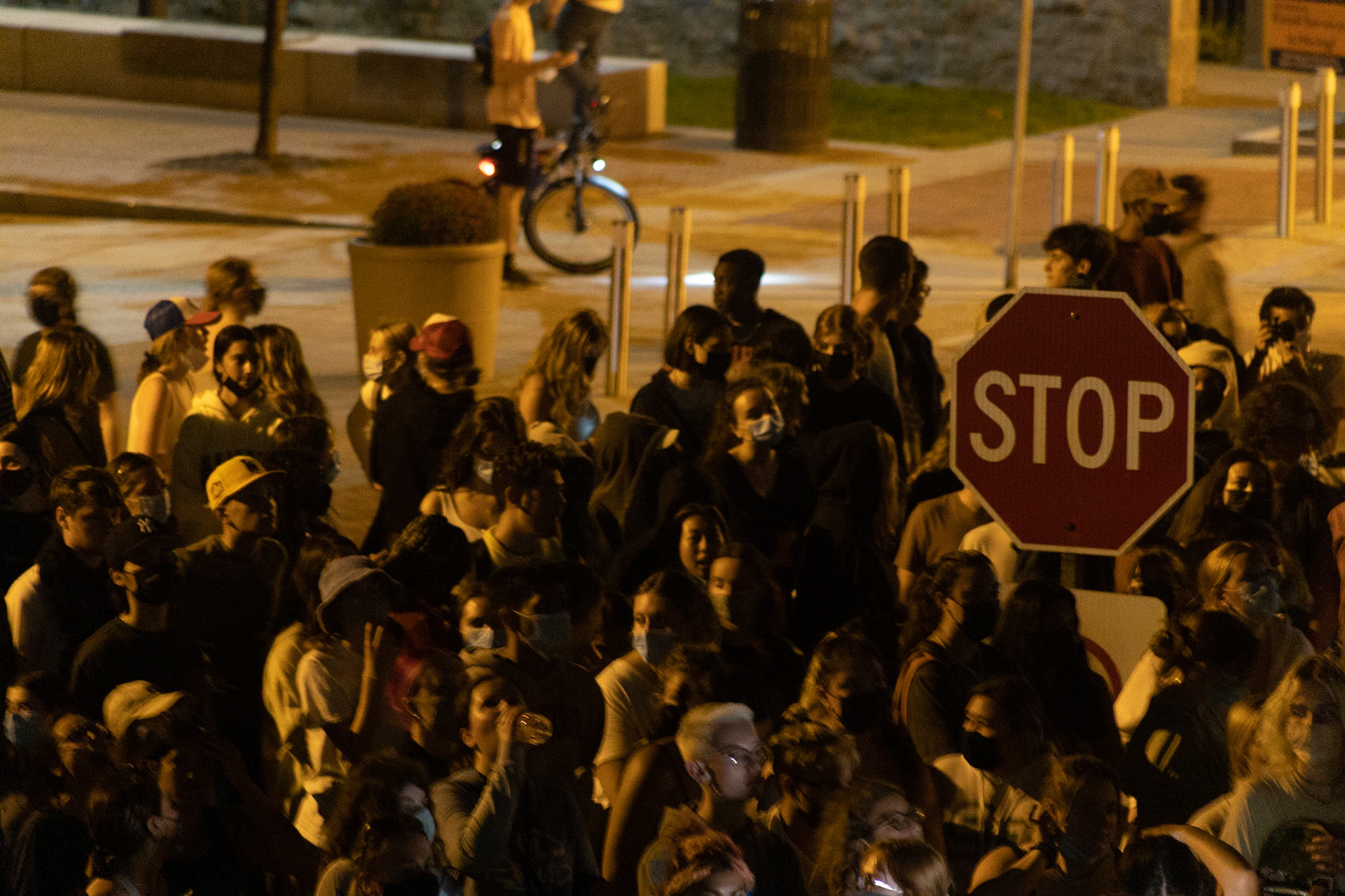 SU students protest the administration and many frats around campus due to rape alligations and inaction by the Chancellor on September 21st. The protests lasted for nearly 2 hours, starting along Comstock and ending with the Chancellor's House after stopping at numerous frats along the way. There were calls for the admin to take action against numerous students who were alleged to have raped students within the frats. The protests were entirly peaceful and many students were following mask guidelines.