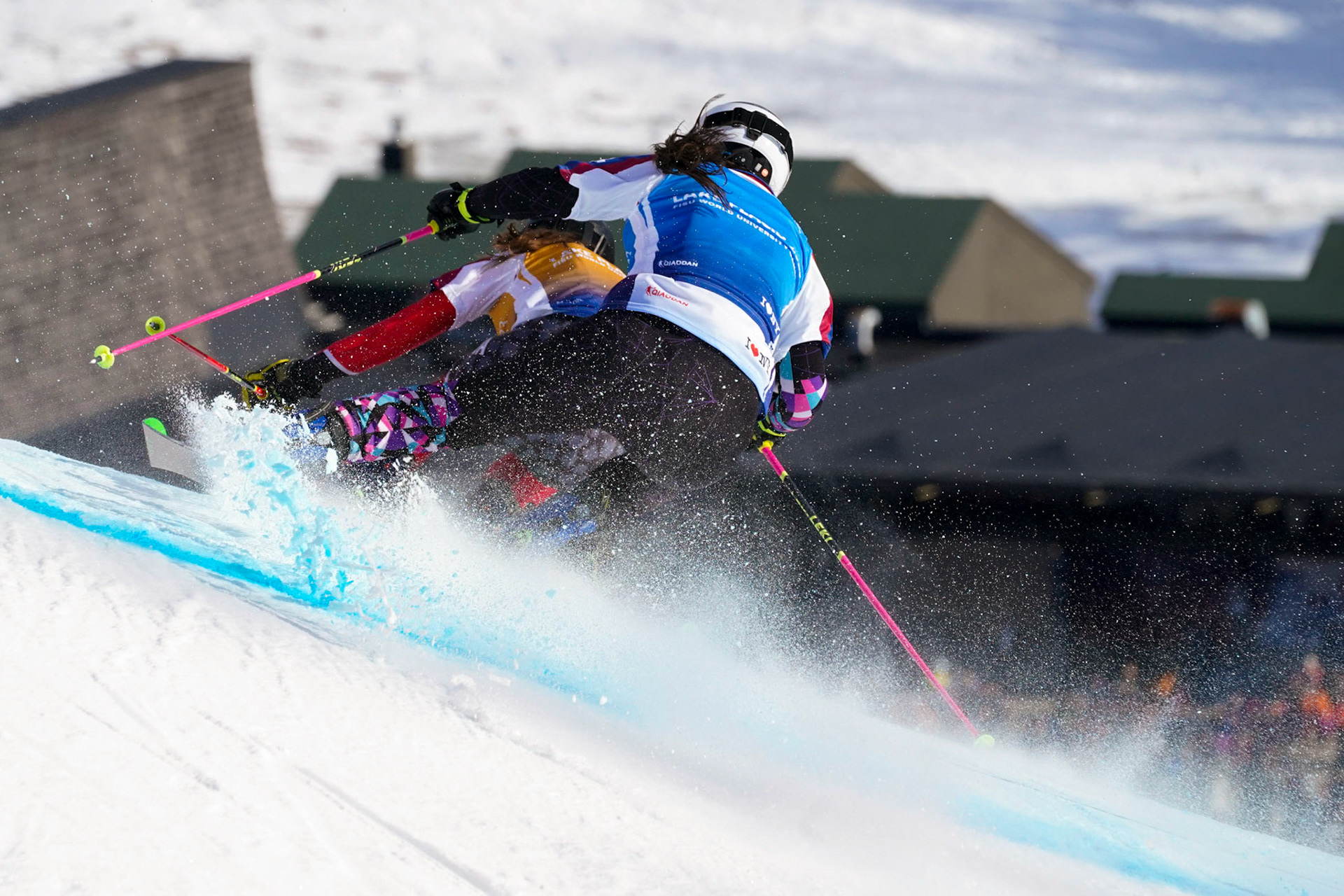 Both Men and Women skiers took to the mountain during Ski Cross at the 2023 FISU World University Games on January 16, 2023 in North Creek, New York. (Photo by Bond Demetri Photos/FISU Games)
