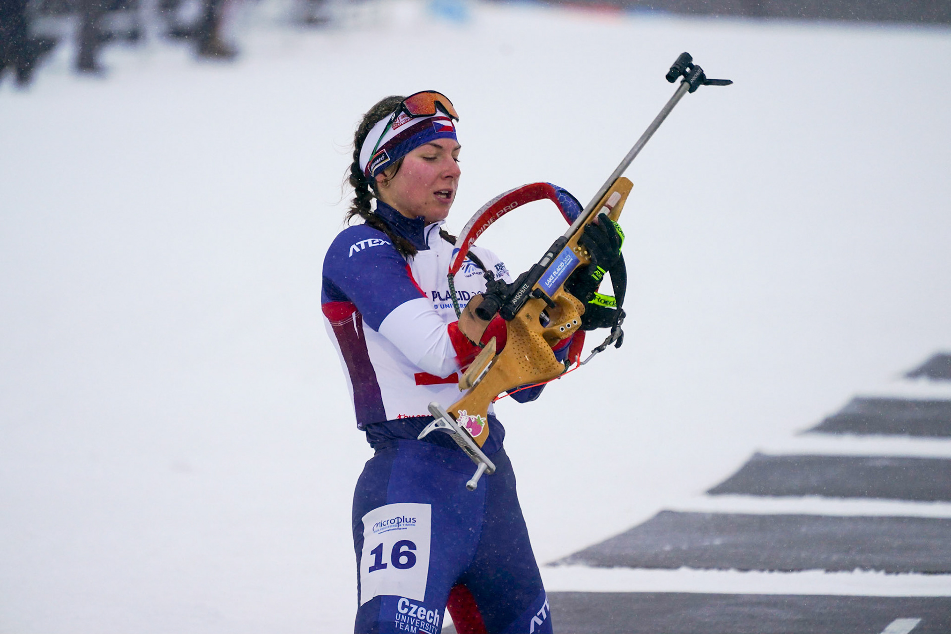 Women Biathletes during the 7.5k Sprint at the 2023 FISU World University Games on January 18, 2023 in Lake Placid, New York. (Photo by Bond Demetri Photos/FISU Games)