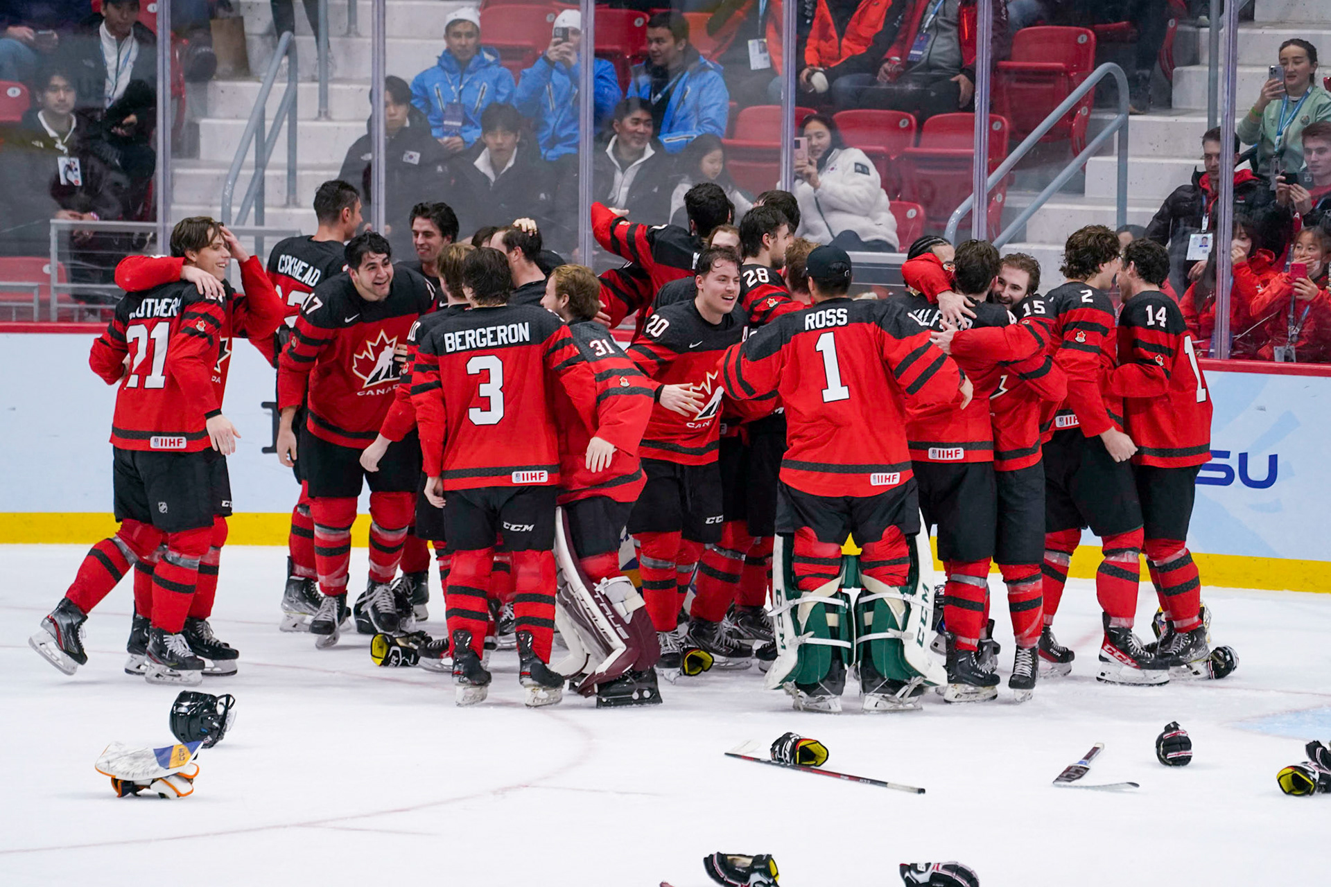 In the Gold Medal match off, the United States took on Canada during Men's Ice Hockey at the 2023 FISU World University Games on January 22, 2023 in lake Placid, New York. (Photo by Bond Demetri Photos/FISU Games)