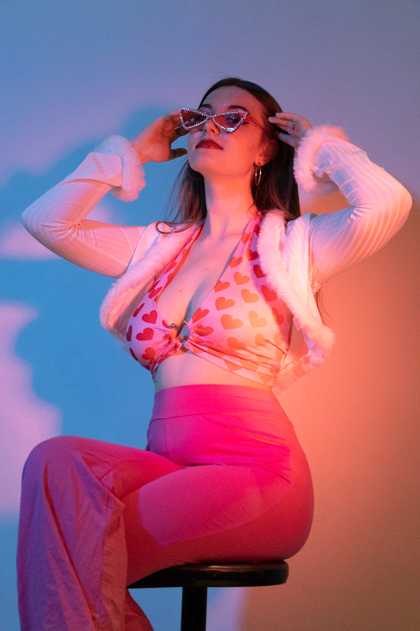 Em Burris captures images of student fashion for numerous magazines they work for on campus. Images taken 04/30/22. A student who's name has been lost in records poses for their picture during a shoot Em hosts for one of their magazines.