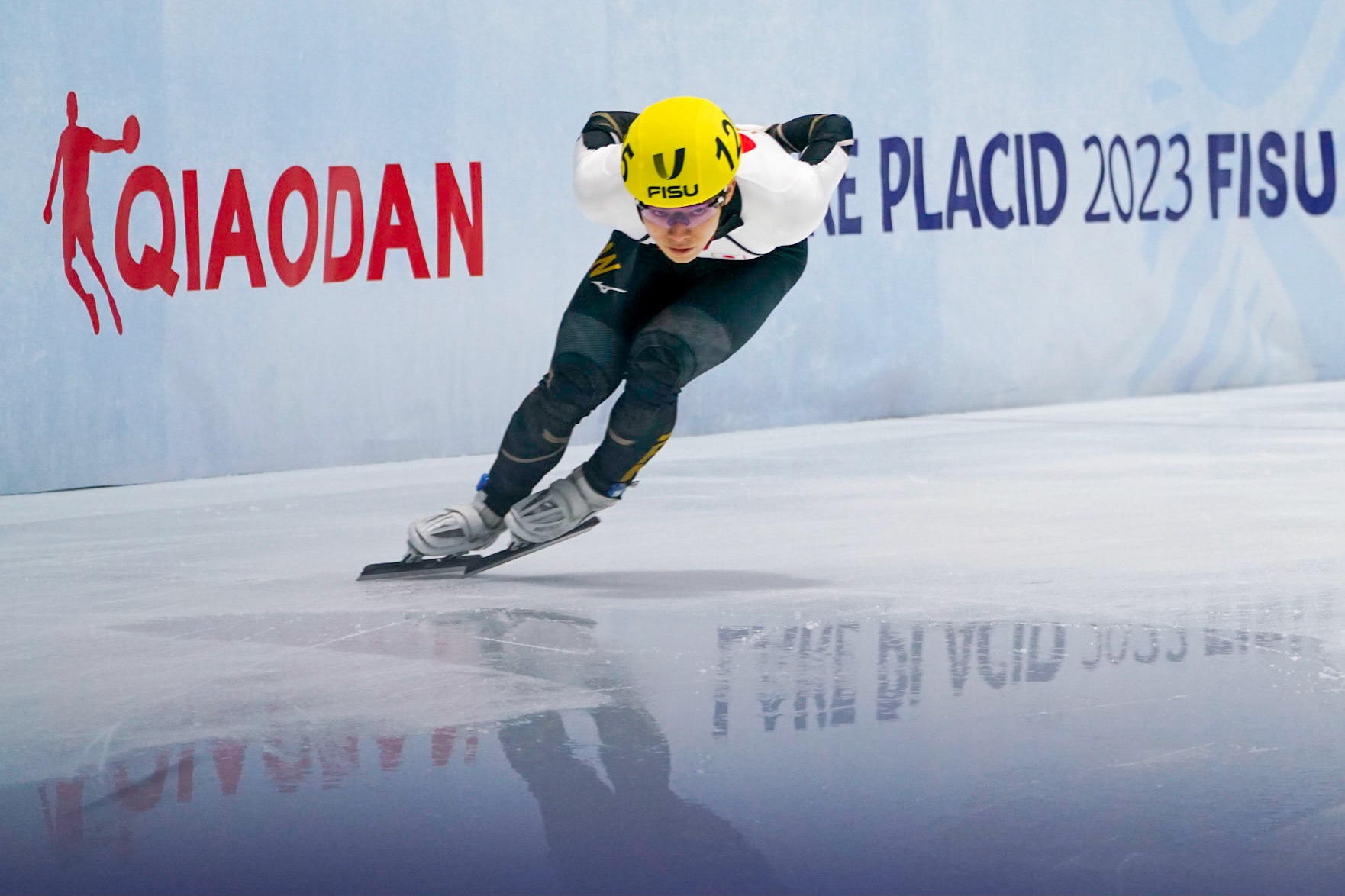 Men and Women Speed Skaters took to the ice in the 1932 rink during the 500m Short Track Speed Skating event at the 2023 FISU World University Games on January 20, 2023 in Lake Placid, New York. (Photo by Bond Demetri Photos/FISU Games)