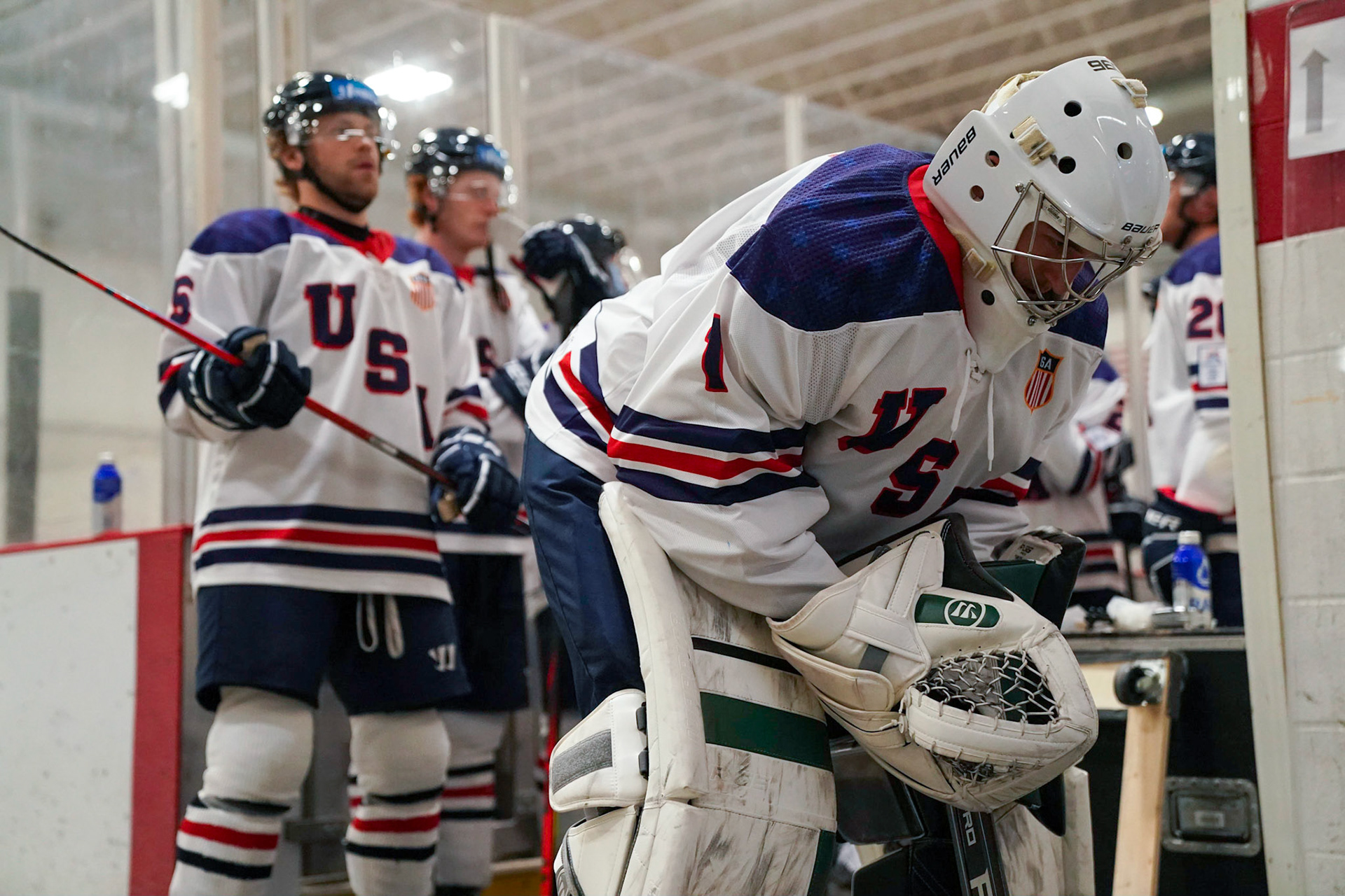 In the Gold Medal match off, the United States took on Canada during Men's Ice Hockey at the 2023 FISU World University Games on January 22, 2023 in lake Placid, New York. (Photo by Bond Demetri Photos/FISU Games)
