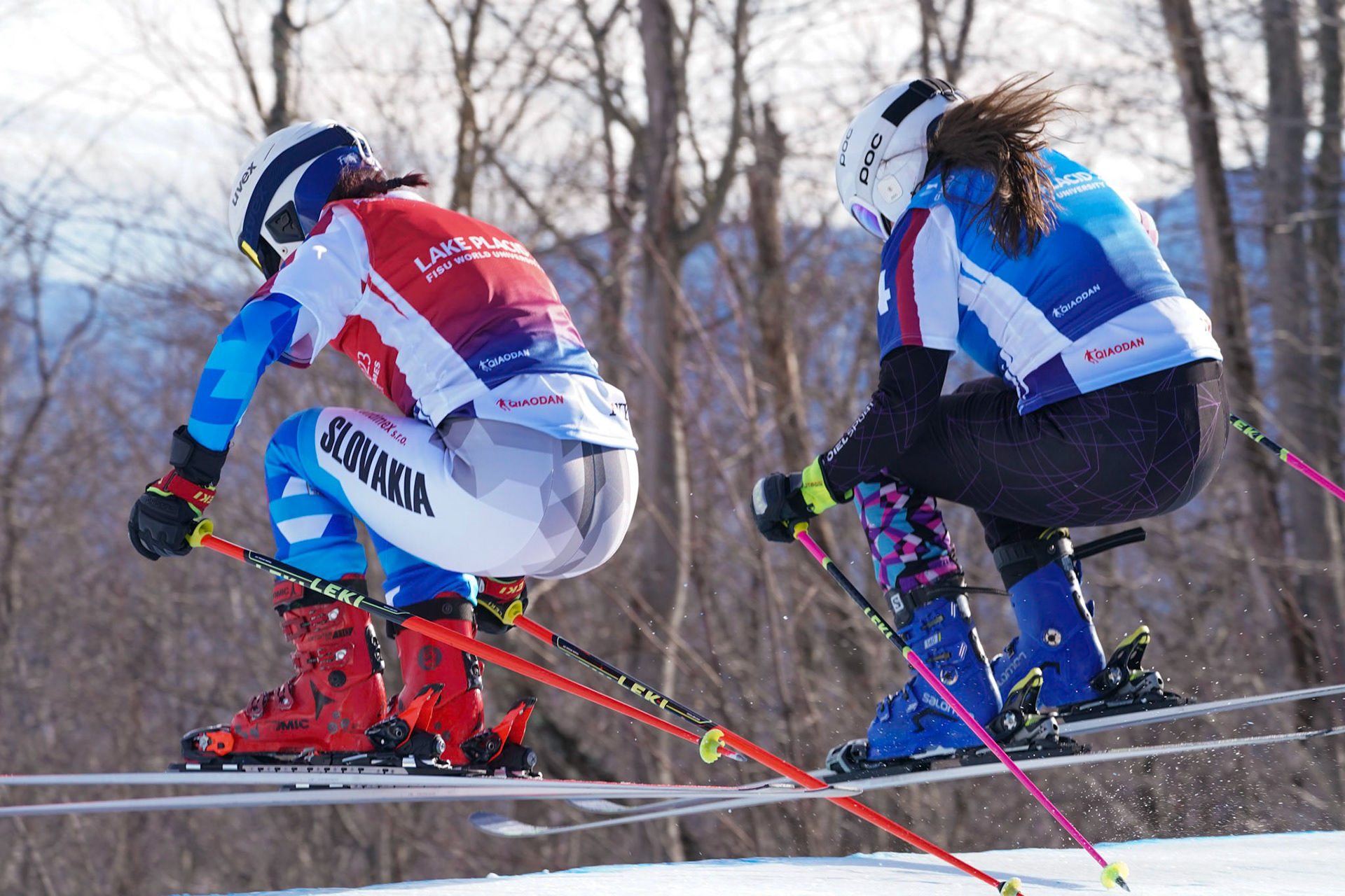 Both Men and Women skiers took to the mountain during Ski Cross at the 2023 FISU World University Games on January 16, 2023 in North Creek, New York. (Photo by Bond Demetri Photos/FISU Games)