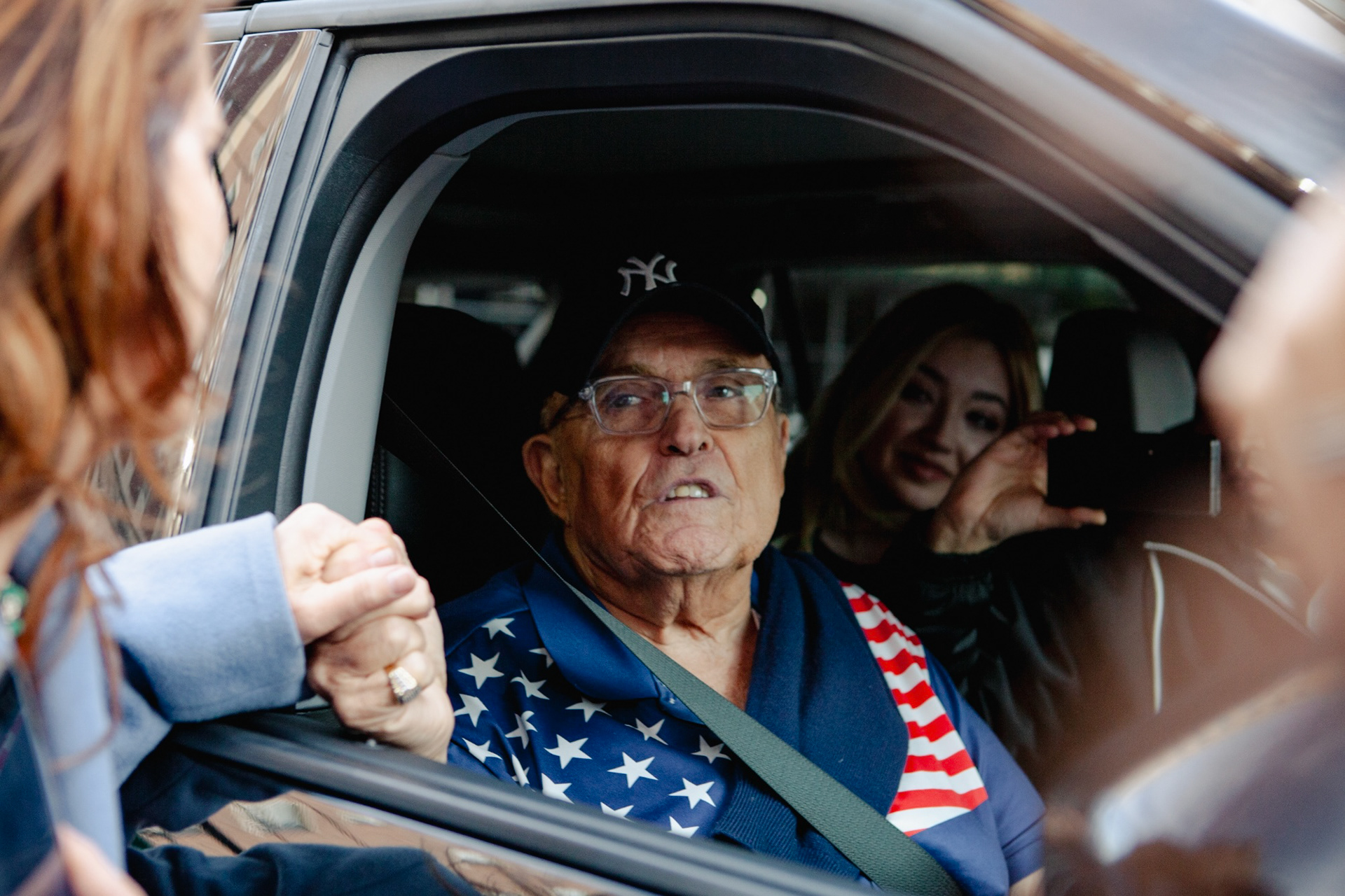 Rudy Giuliani makes an appearance outside Columbia