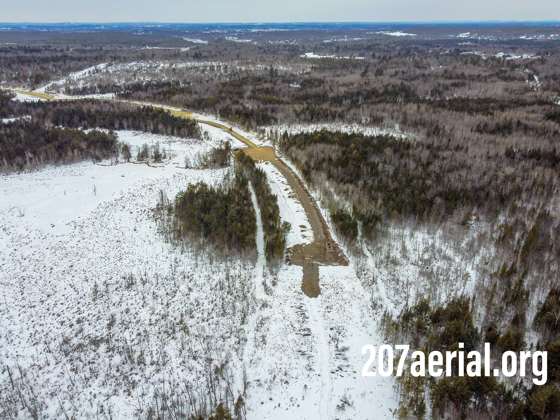 As of 02/01/2023, progress is being made on the clear-cut area near Route 9 in Eddington, ME as part of the I-395 Route 9 Connector Project.