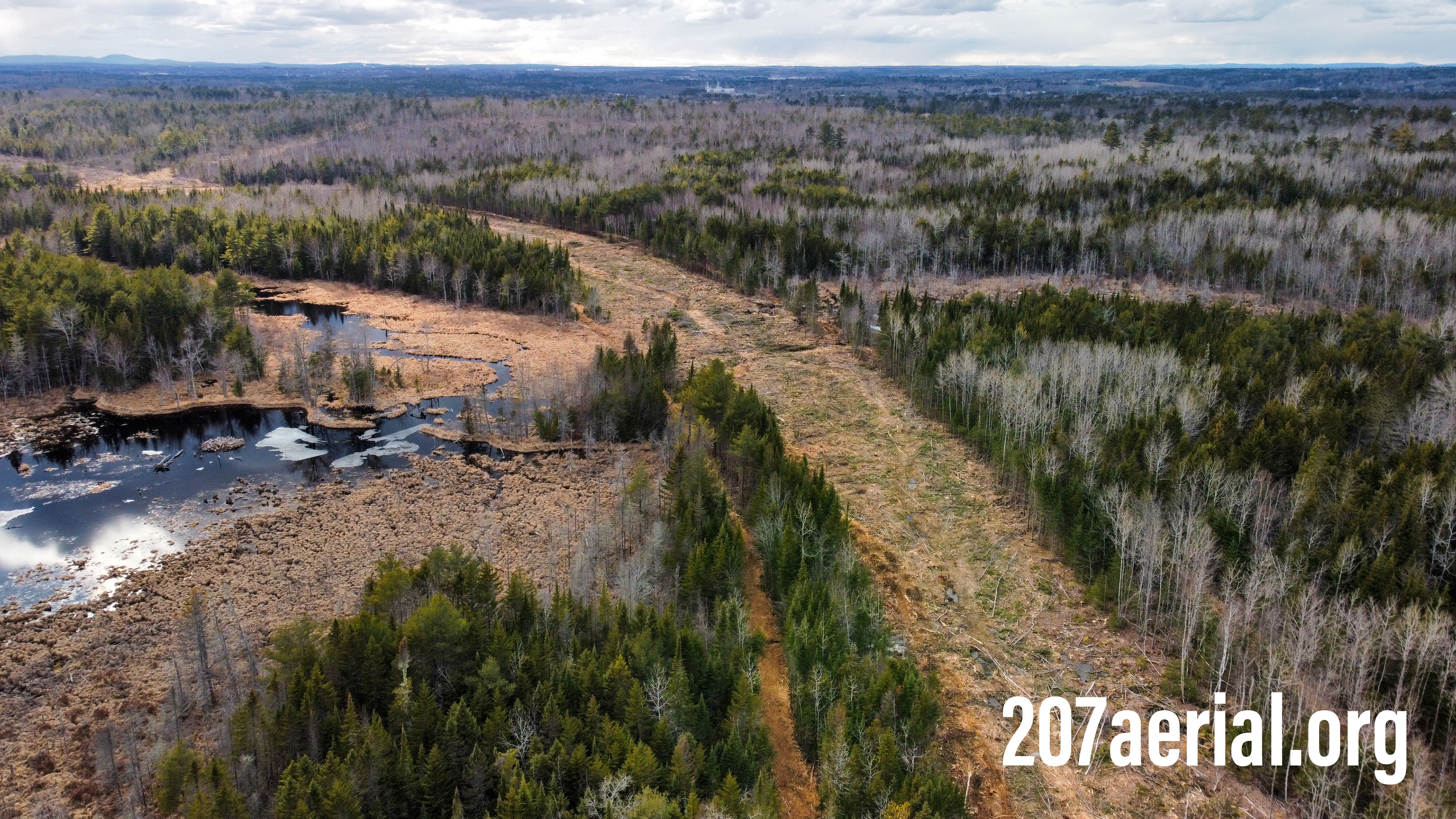 I-395 Route 9 Connector Project: Clear cut path facing away from State Route 9 in Eddington, Maine.