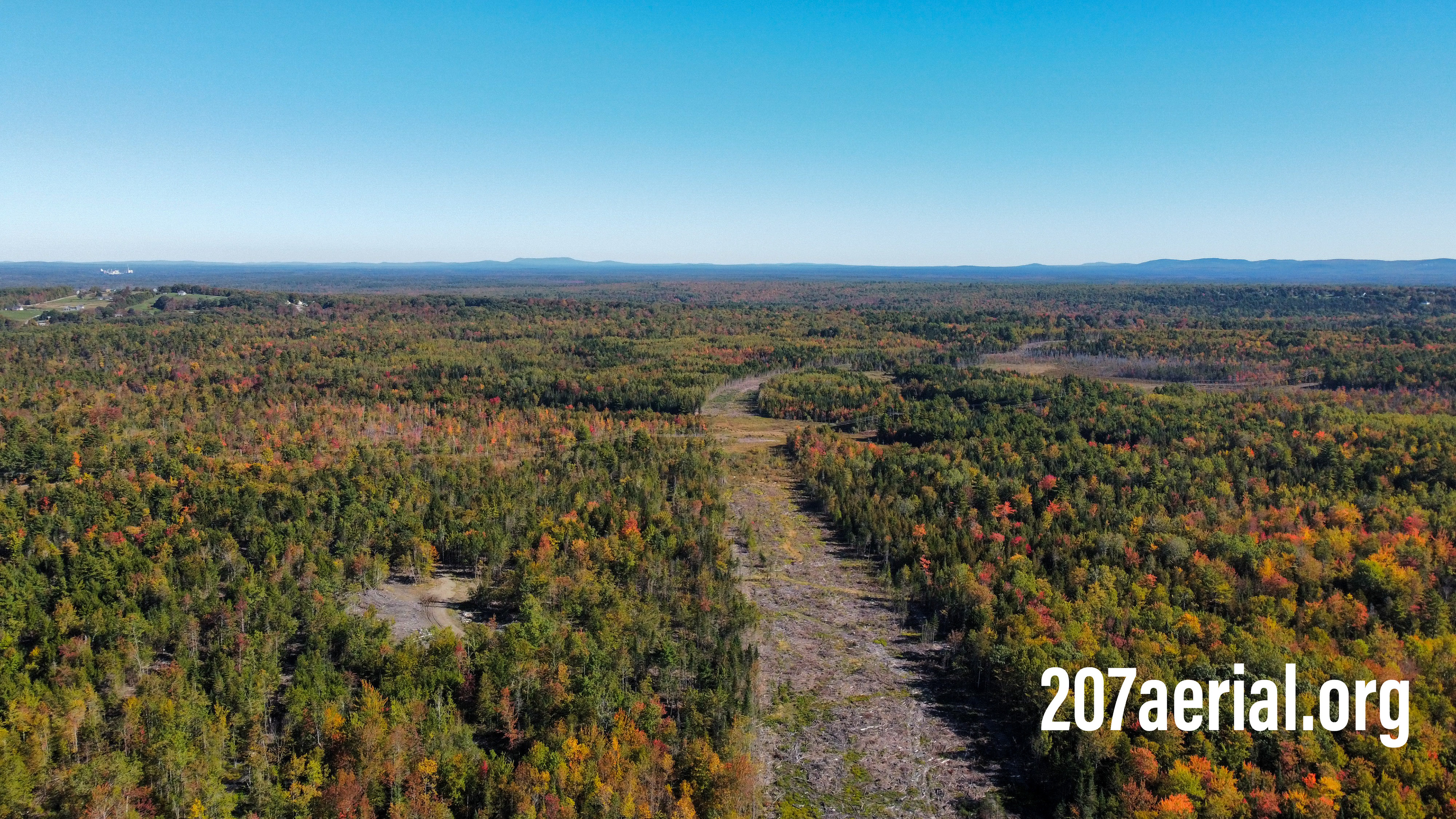 I-395 Route 9 Connector Project: clear cut path facing Eddington, Maine.